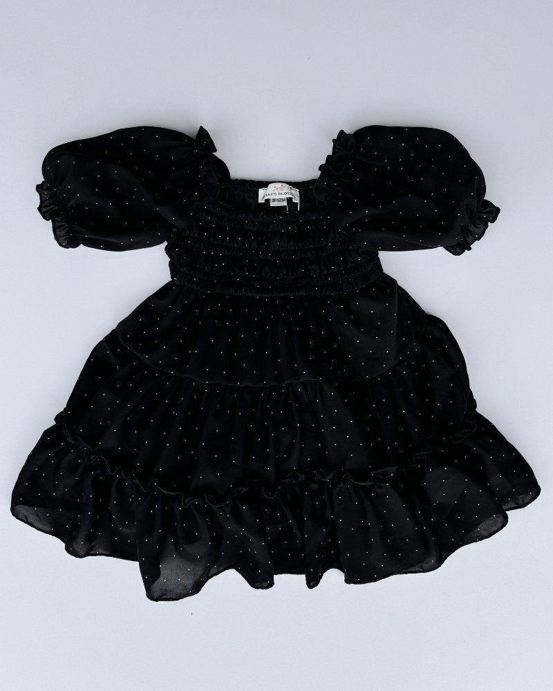 Katherine Dress - Black with White Dots