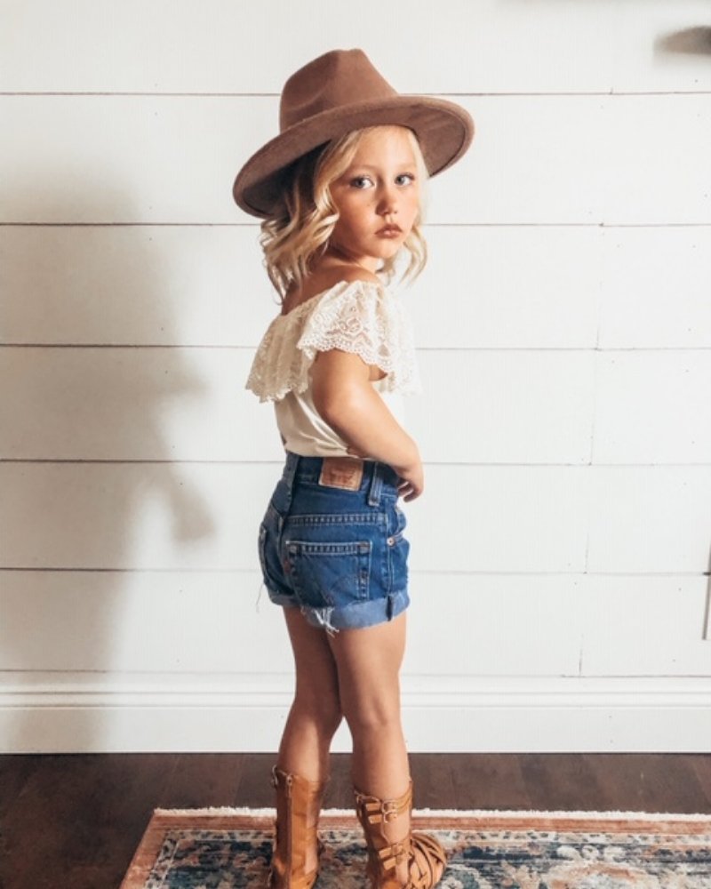 Kenzie Lace Flutter Sleeve Leotard - Vanilla Cream