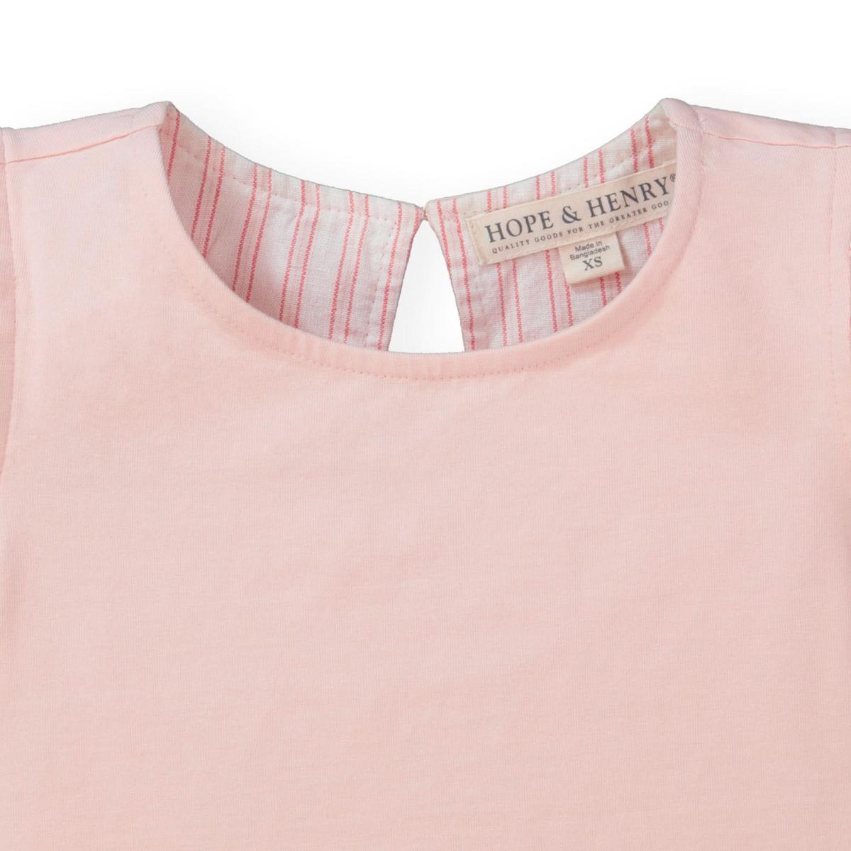 Knit Top with Woven Flutter Sleeves - Light Pink with Stripe Sleeves