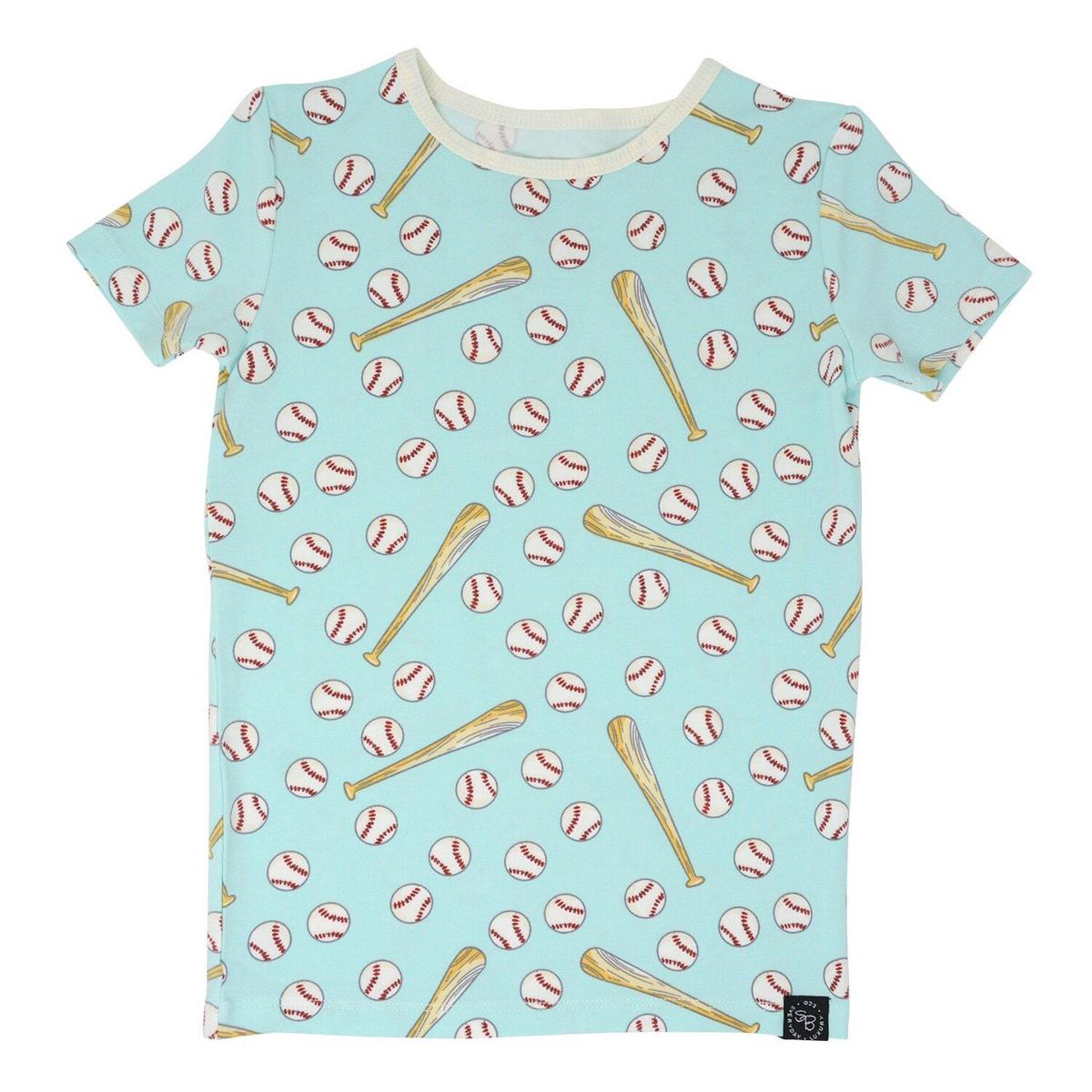 Big Kid PJ S/S - Little Slugger Aqua