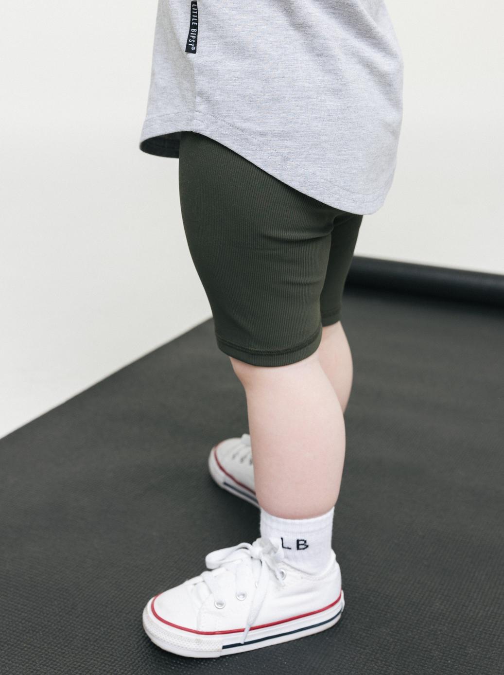 Athletic Ribbed Biker Short - Forest