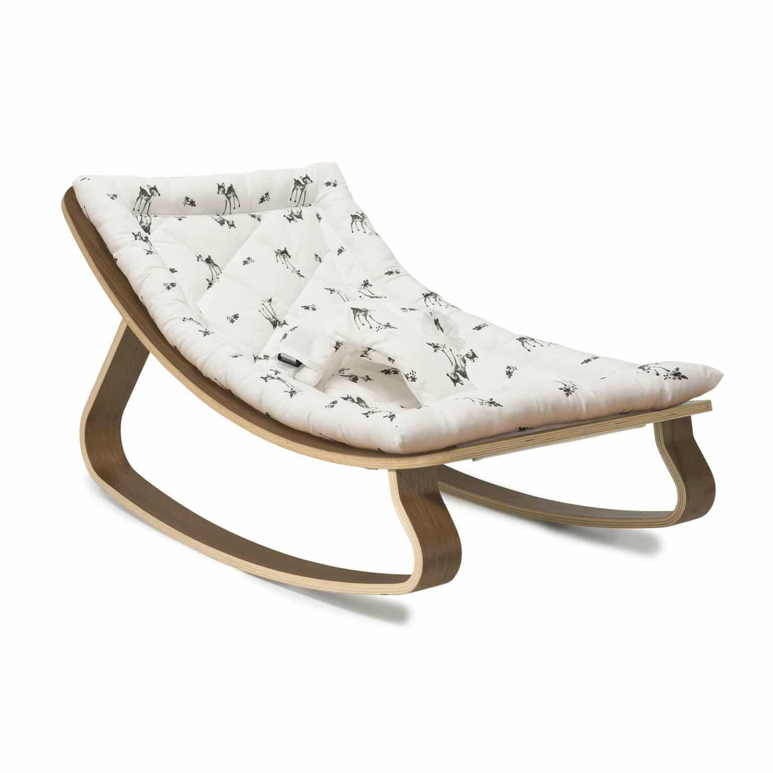 LEVO Walnut Wood Baby Rocker Nursery Furniture Charlie Crane