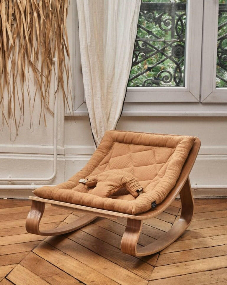 LEVO Walnut Wood Baby Rocker Nursery Furniture Charlie Crane
