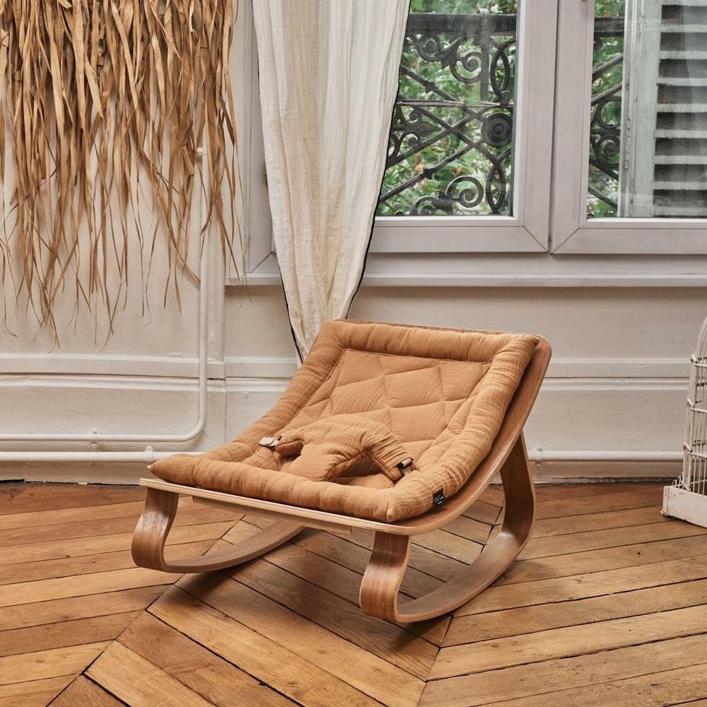 LEVO Walnut Wood Baby Rocker Nursery Furniture Charlie Crane