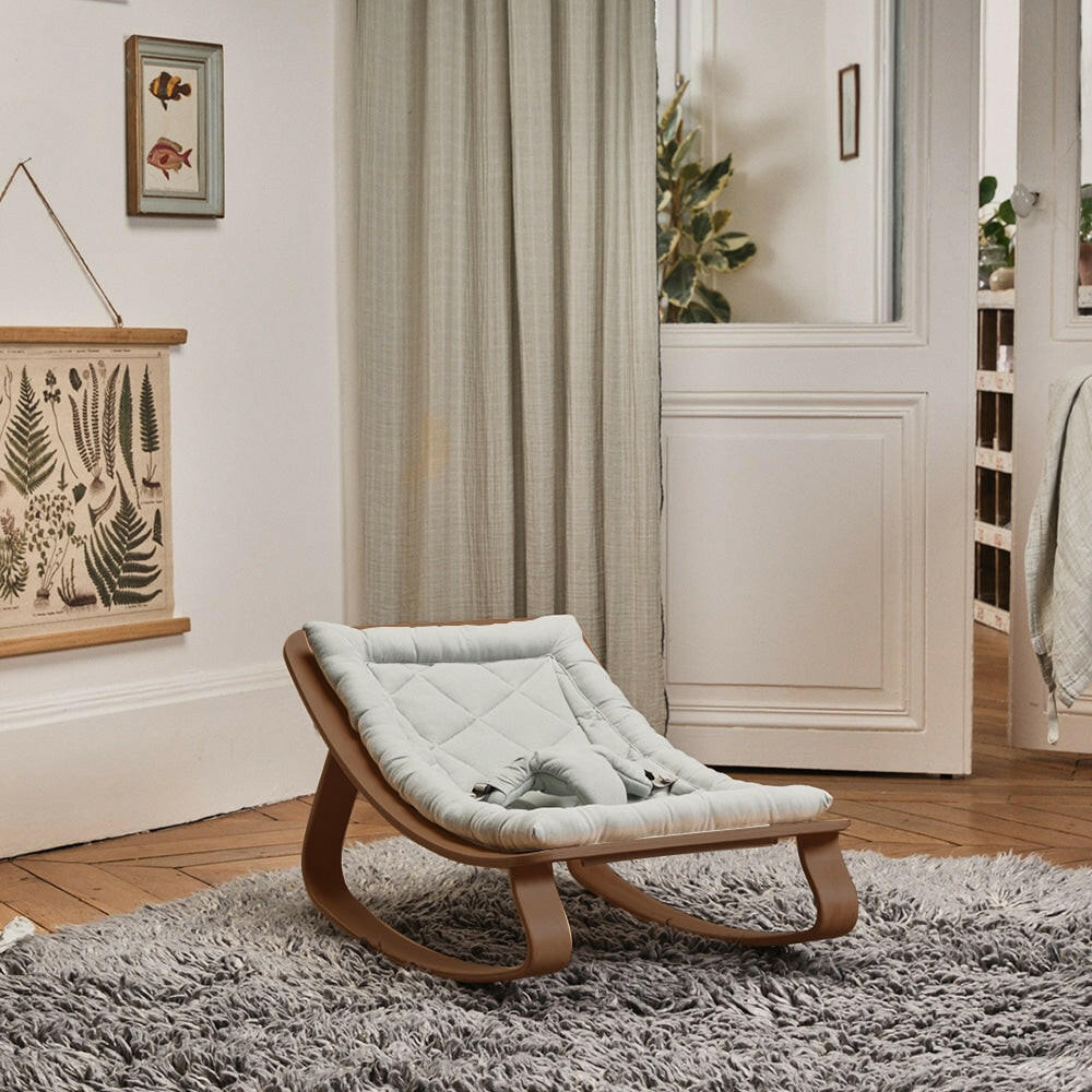 LEVO Walnut Wood Baby Rocker Nursery Furniture Charlie Crane