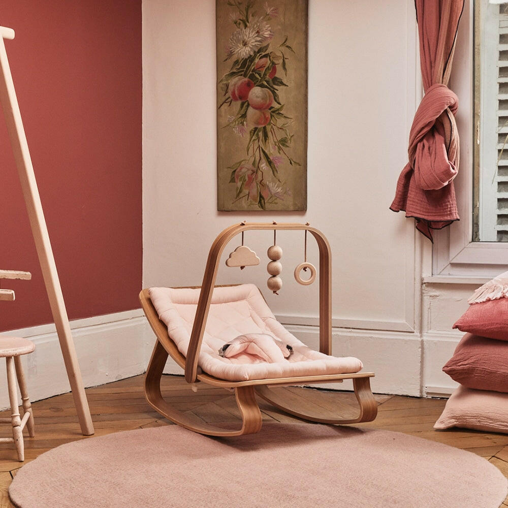 LEVO Walnut Wood Baby Rocker Nursery Furniture Charlie Crane