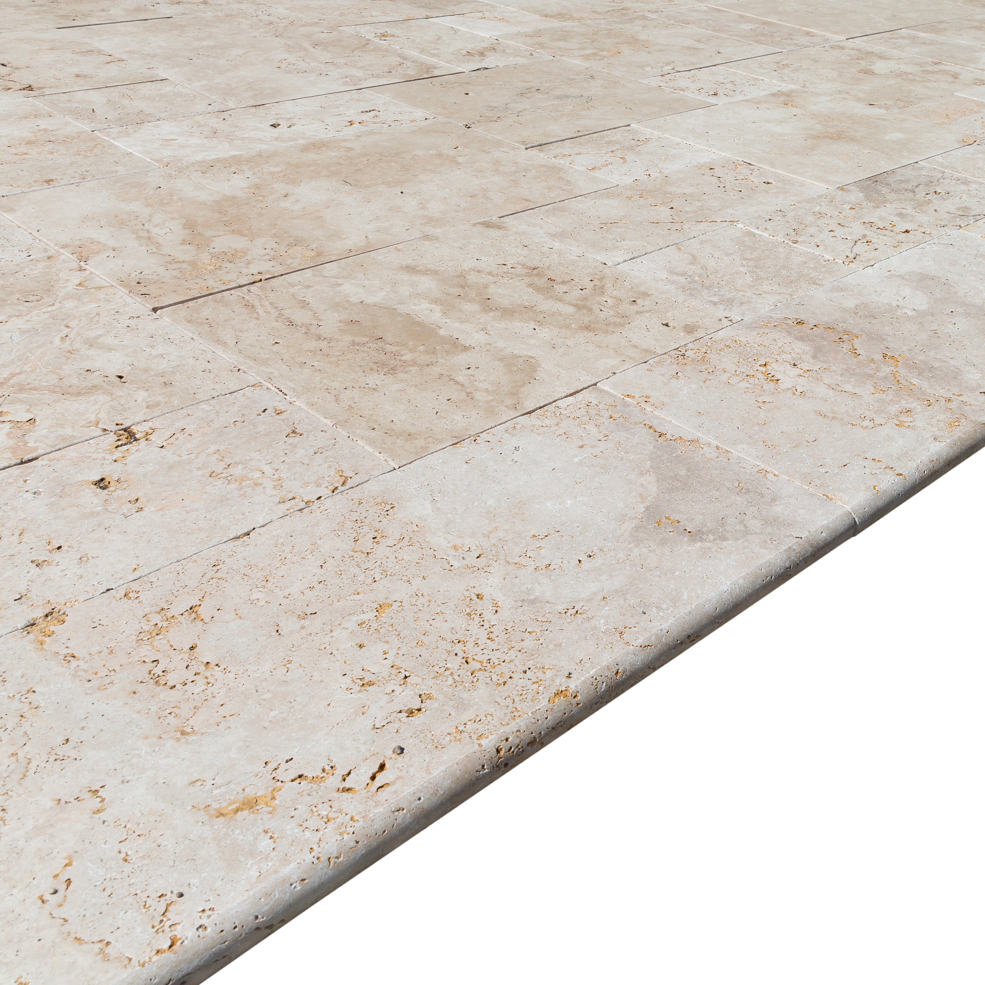 Light Antique 12"x24" Tumbled Travertine Pool Coping - Belair Collection