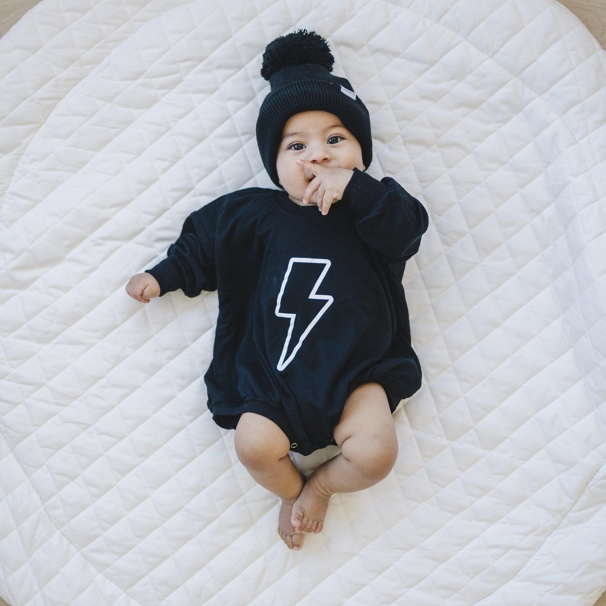 Lightning Bolt Bamboo Sweatshirt Romper *2T Left