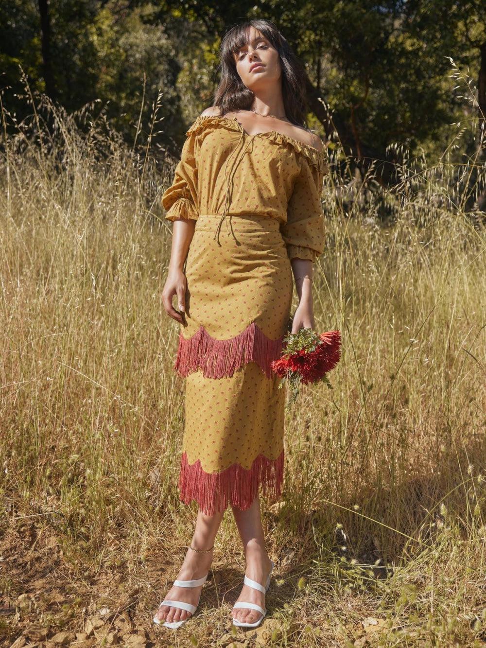 Liliana Peasant Top - Honeycomb/Mini Rose Floral - FINAL SALE