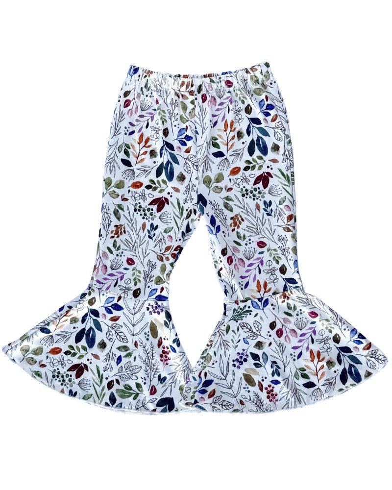 Lina Pleated Bell Bottoms - Boho Leaves