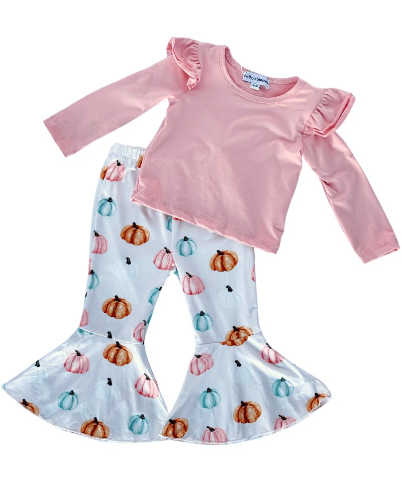 Lina Pleated Bell Bottoms - Colorful Pumpkins