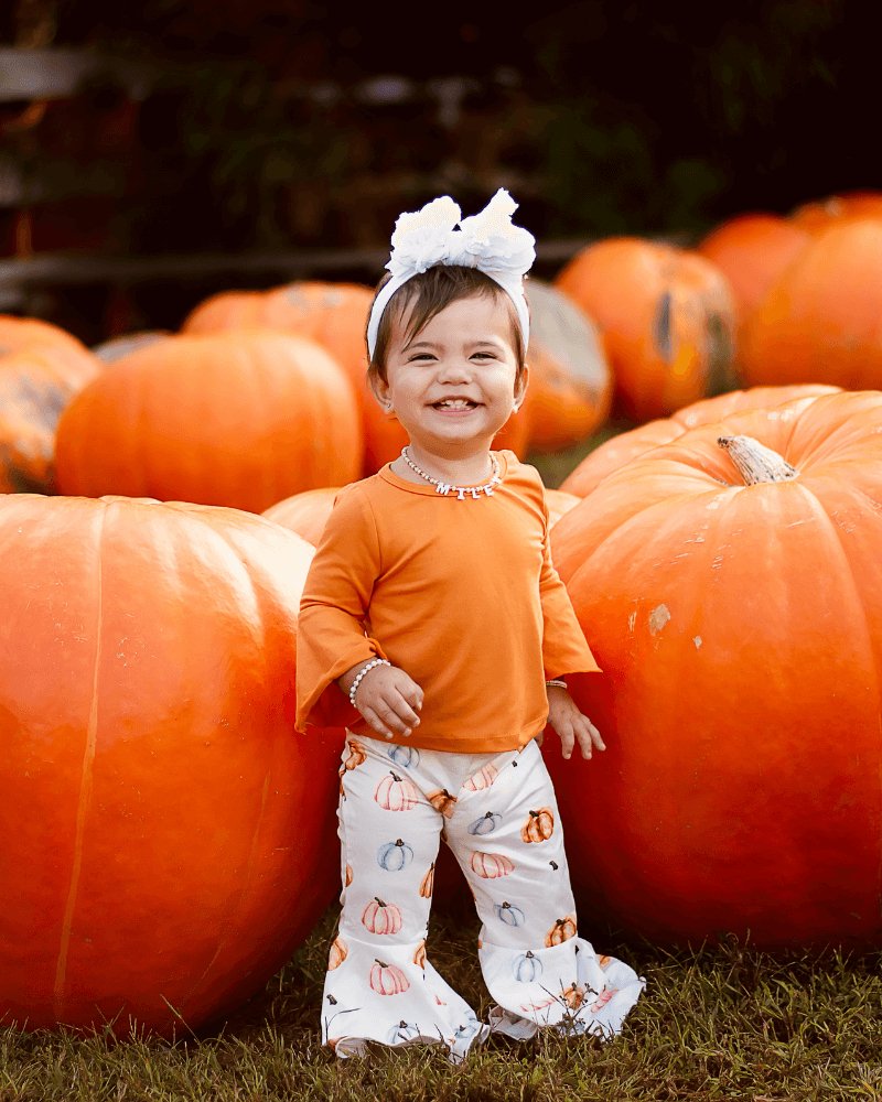 Lina Pleated Bell Bottoms - Colorful Pumpkins