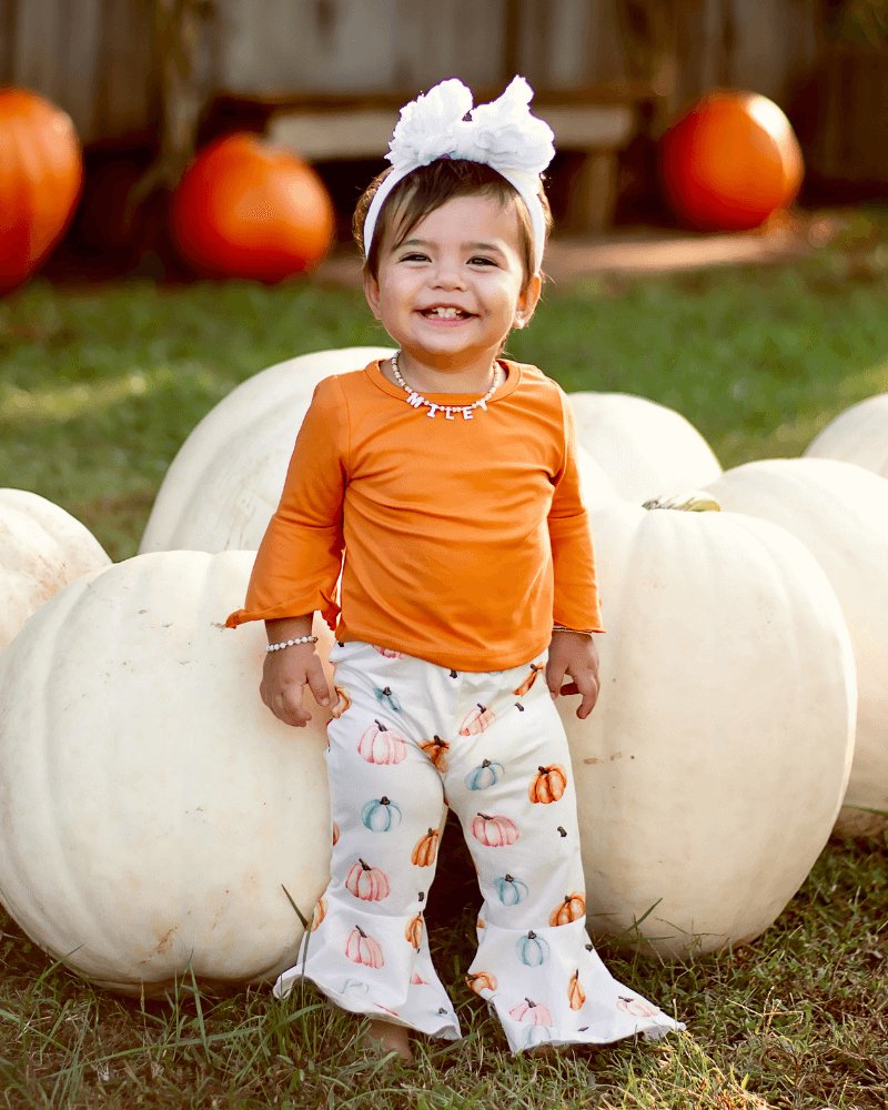 Lina Pleated Bell Bottoms - Colorful Pumpkins