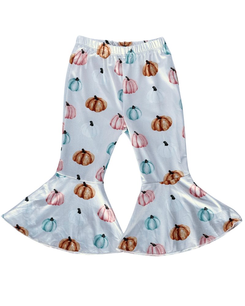 Lina Pleated Bell Bottoms - Colorful Pumpkins