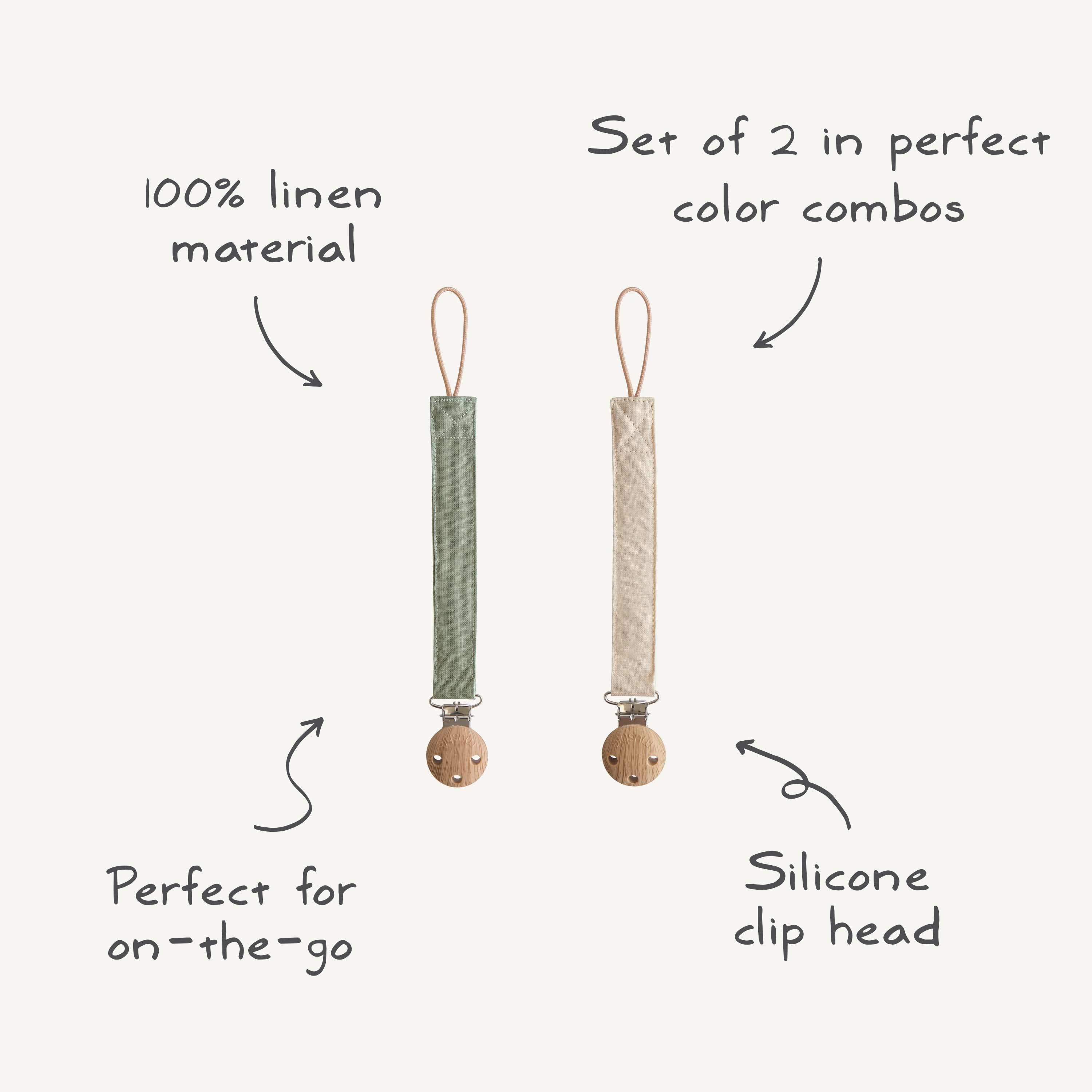 Linen Pacifier Clip 2-Pack Pacifier Clip Mushie