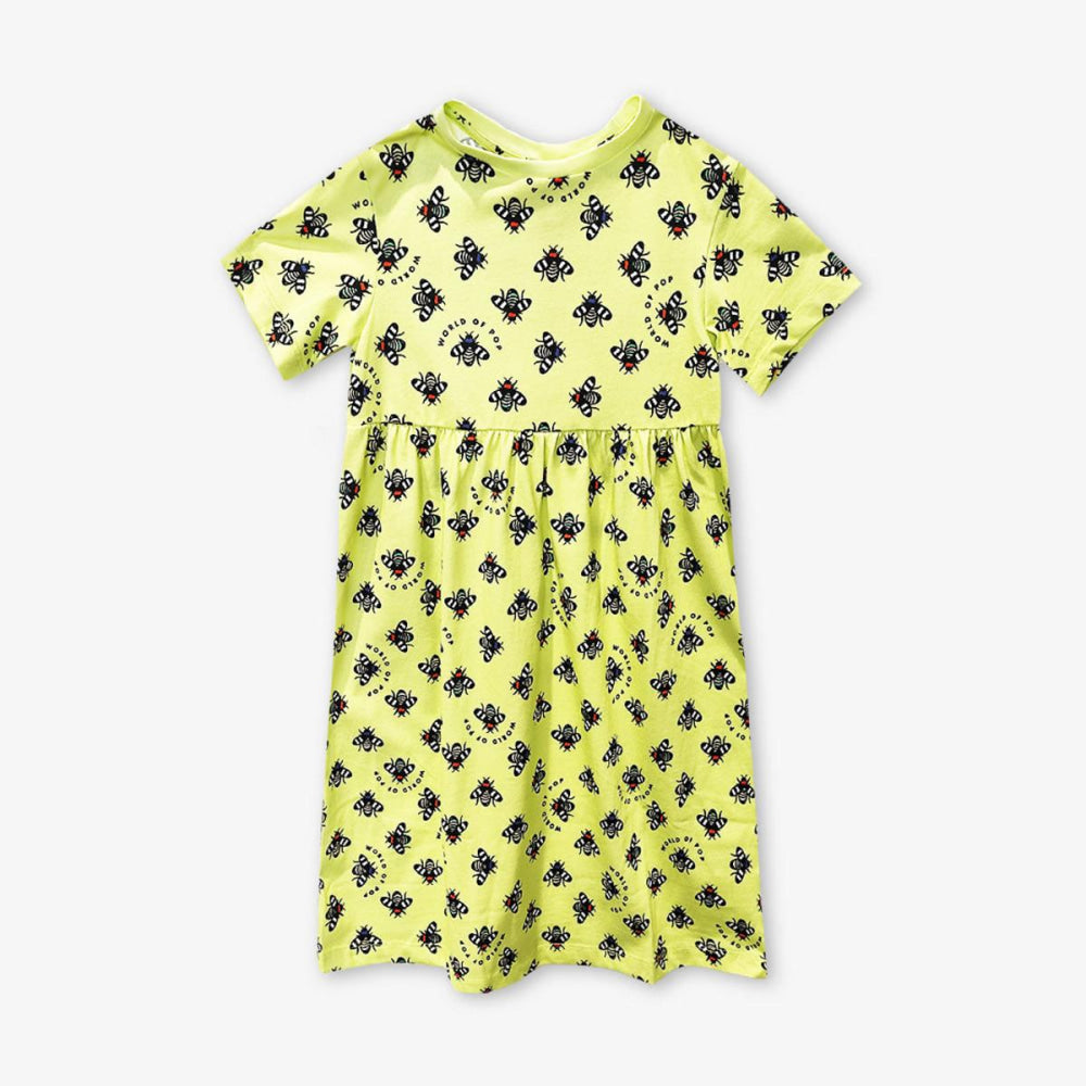Long printed dress "bee lovers" anise