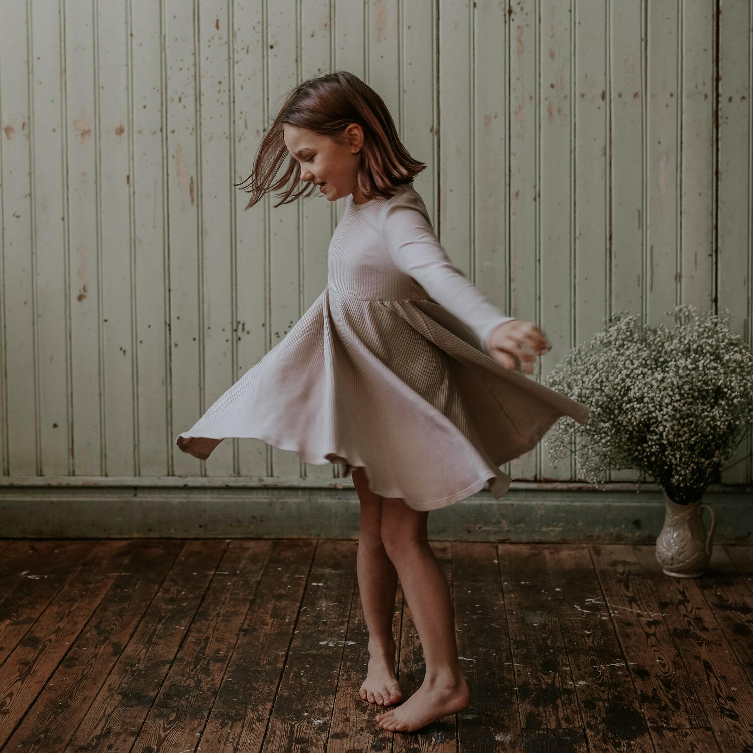 The Long Sleeve Dress - Mauve Long Sleeve Dress Lovely Littles