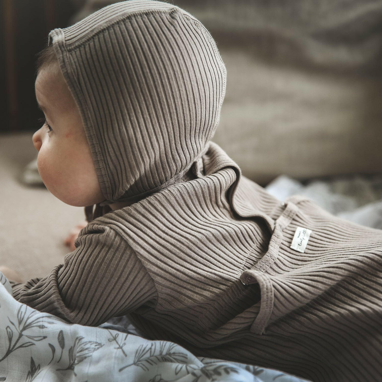 The Romper - Taupe Back Snap Romper Lovely Littles