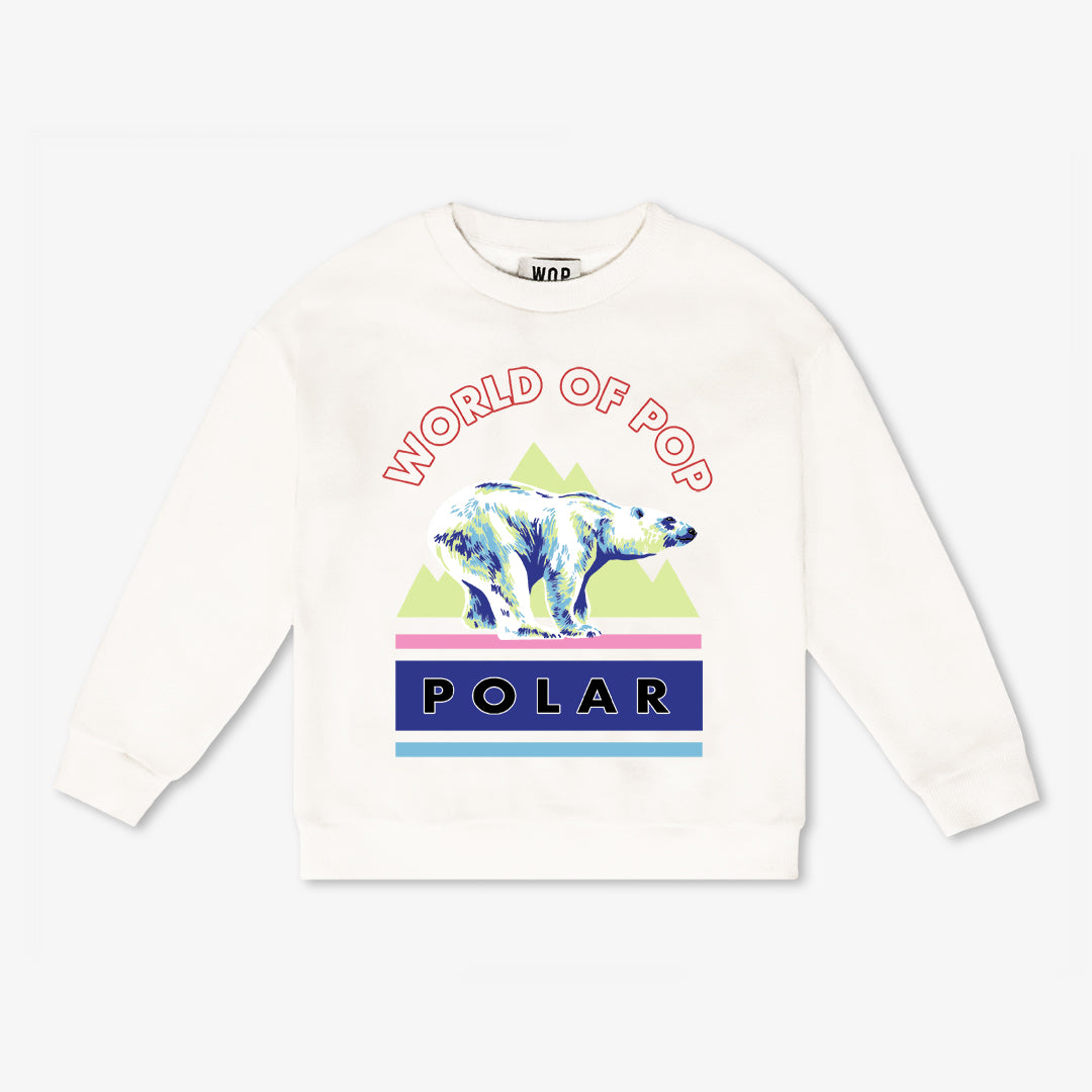 Printed "Polar" sweatshirt for kids in organic cotton - Off White