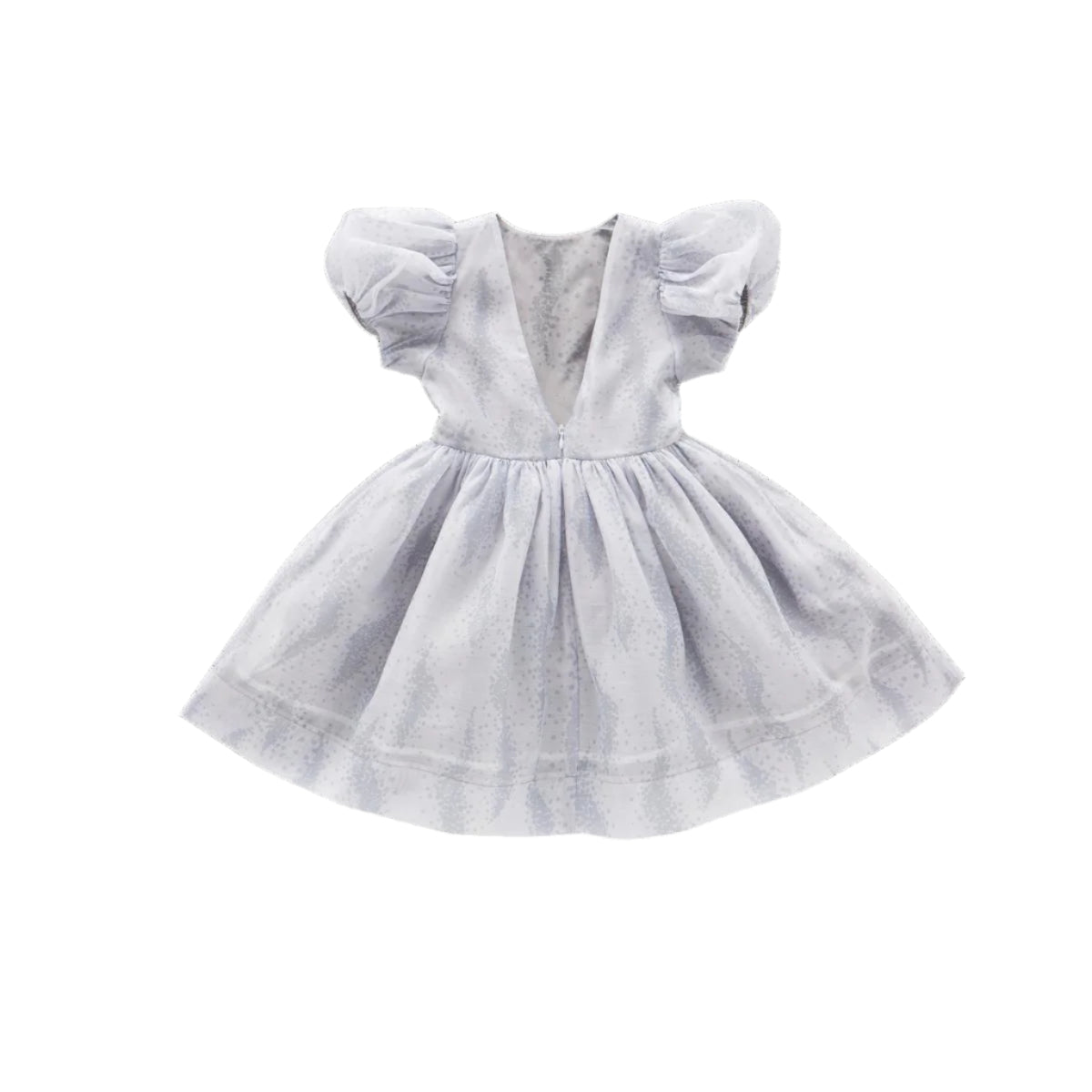 Fit & Flare Dress with Puff Sleeves - Grey