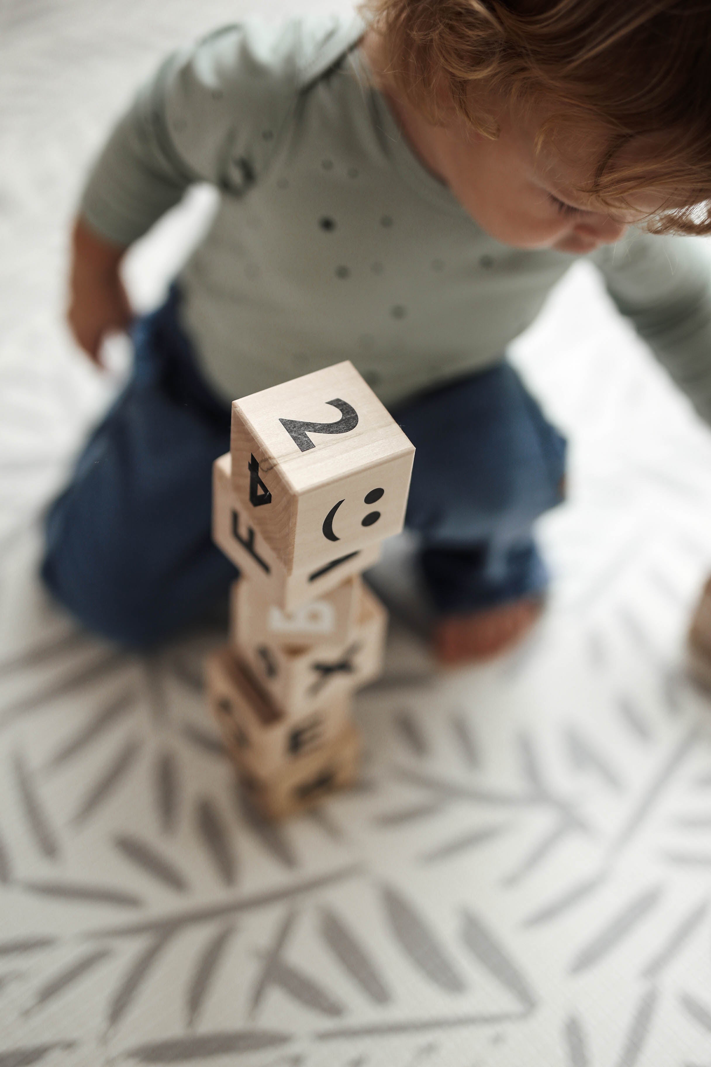 Wooden Math Blocks in White - Wood