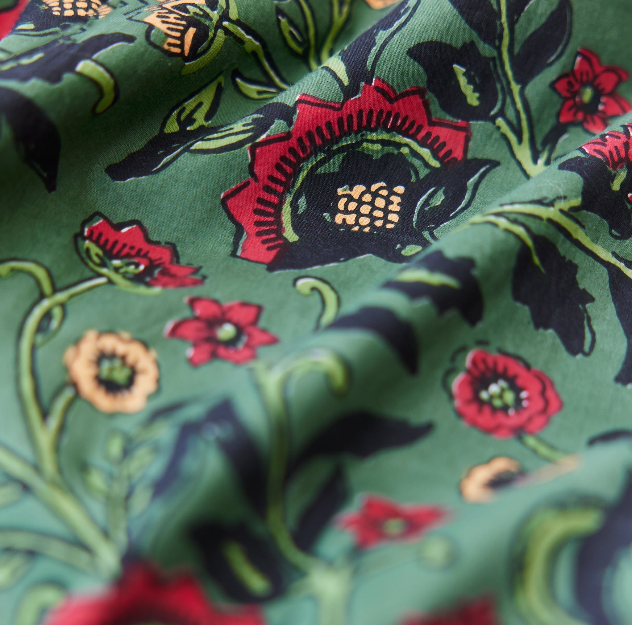 Brenda Tiered Skirt - Forest/Copper & Crimson Floral print