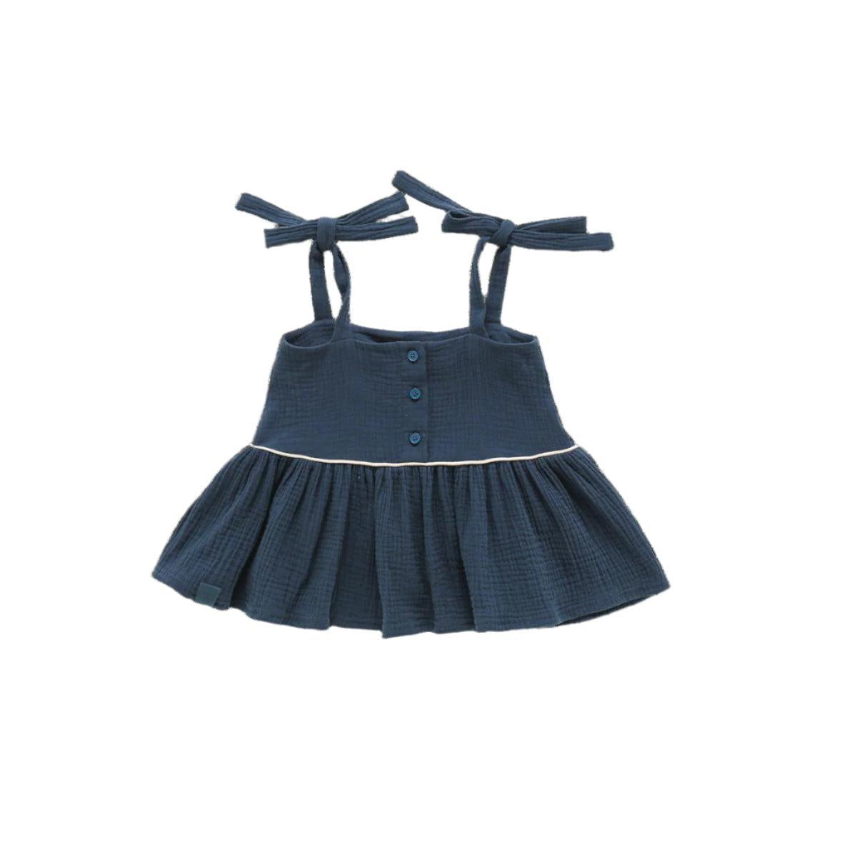 Baby Peplum Top with Ties - Navy - FINAL SALE