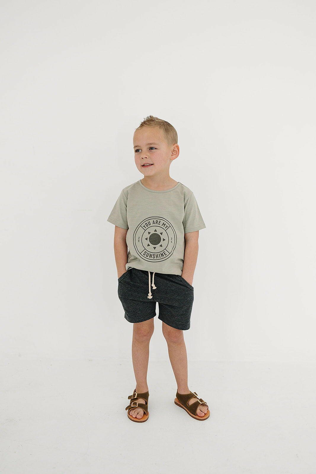 Charcoal Pocket Cotton Shorts Mebie Baby