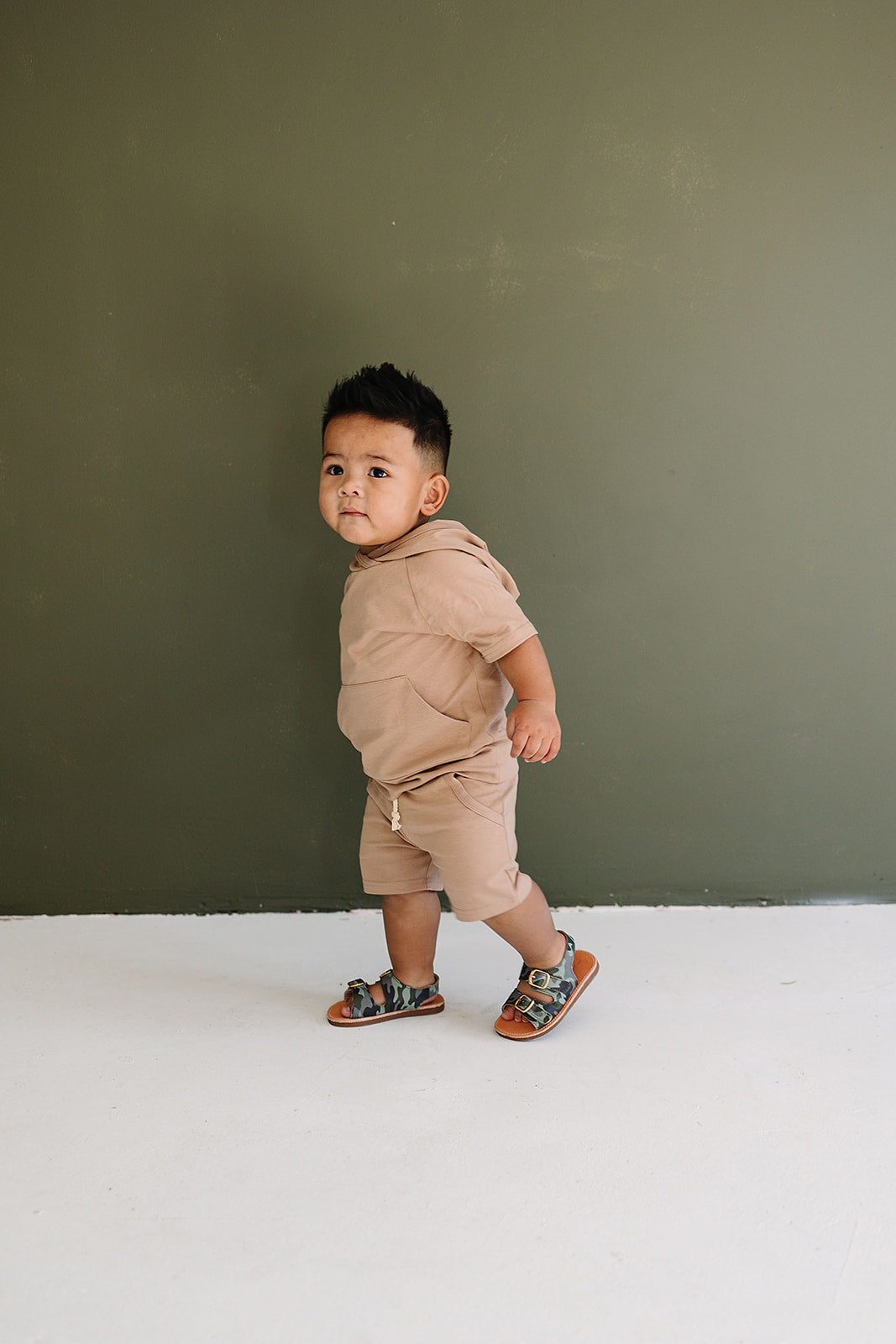 Sand Hooded Tee and Pocket Short Set Mebie Baby