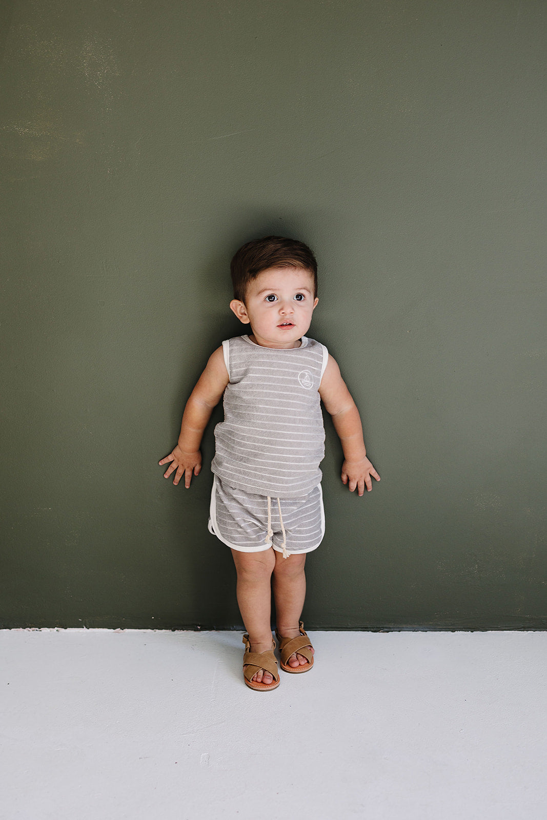 Sail Boat Stripe Terry Cloth Short Set Mebie Baby