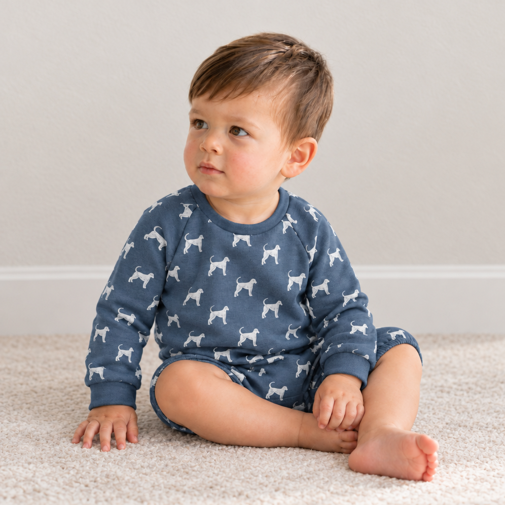 Organic Long Sleeve Bubble Romper - Dog