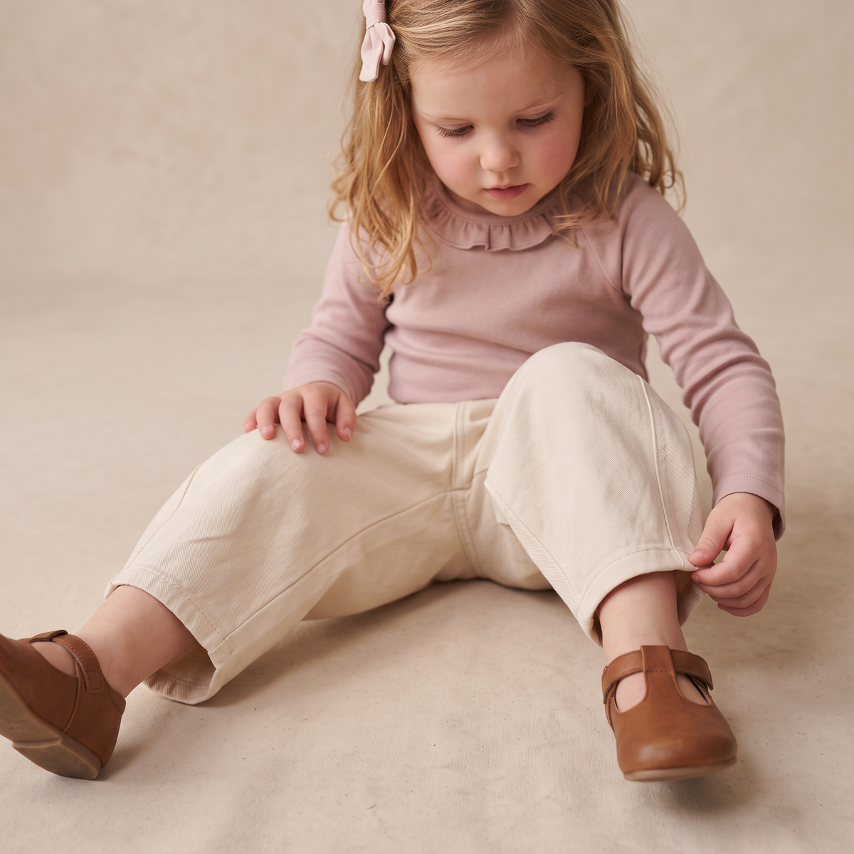 Organic Twill Barrel Pants - Oat