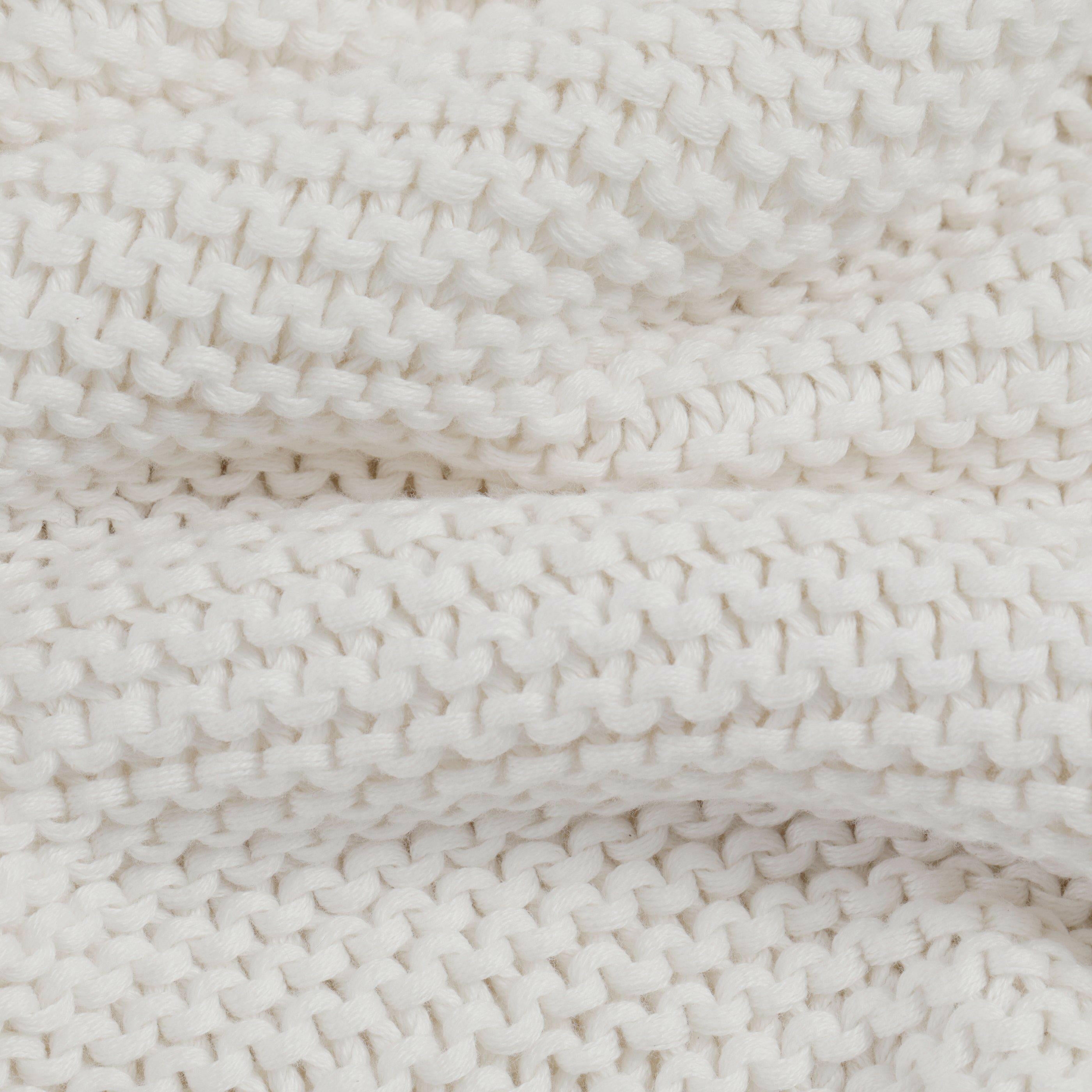 Chunky Knit Throw Blanket - Ella Ivory Throw Blanket Makemake Organics