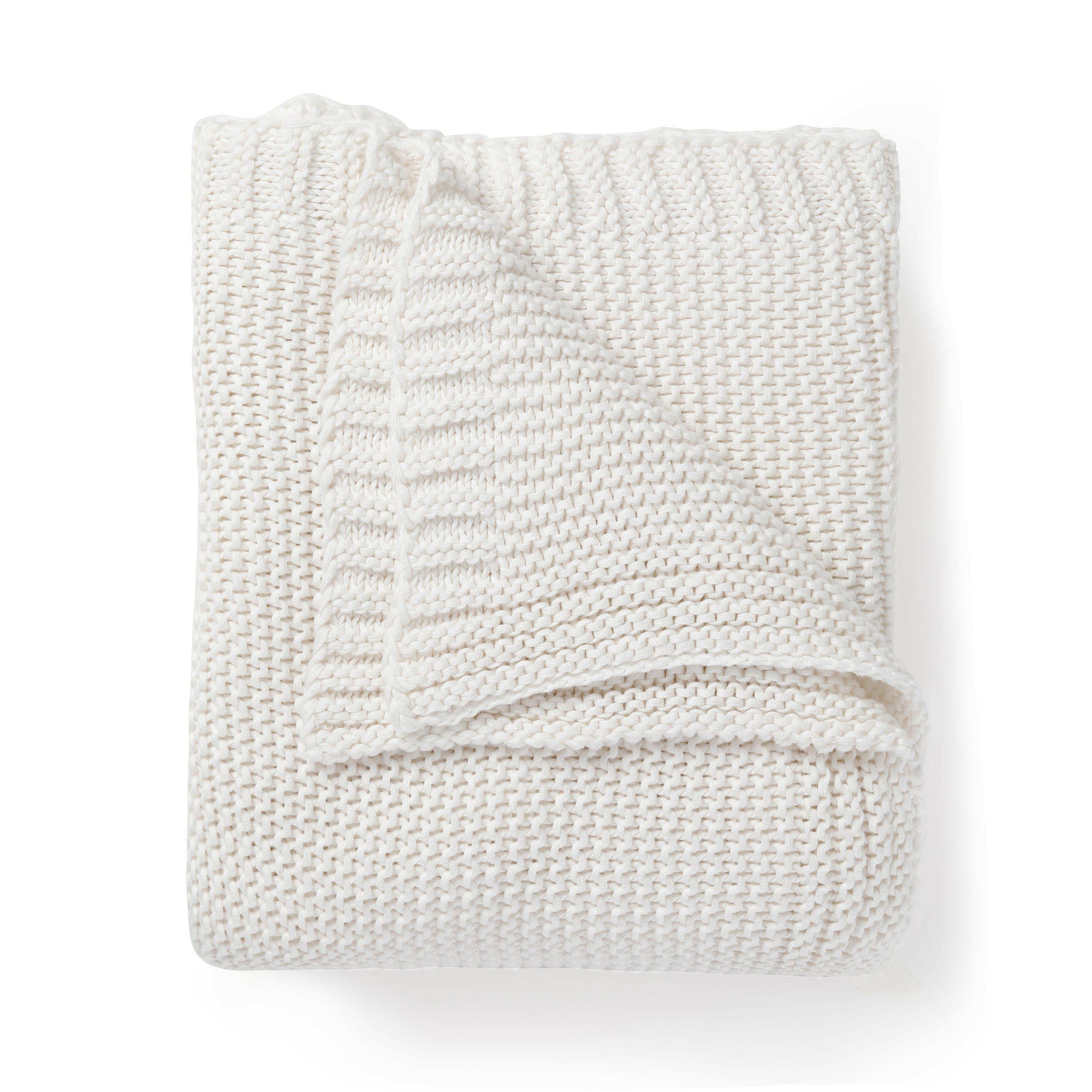 Chunky Knit Throw Blanket - Ella Ivory Throw Blanket Makemake Organics Default Title