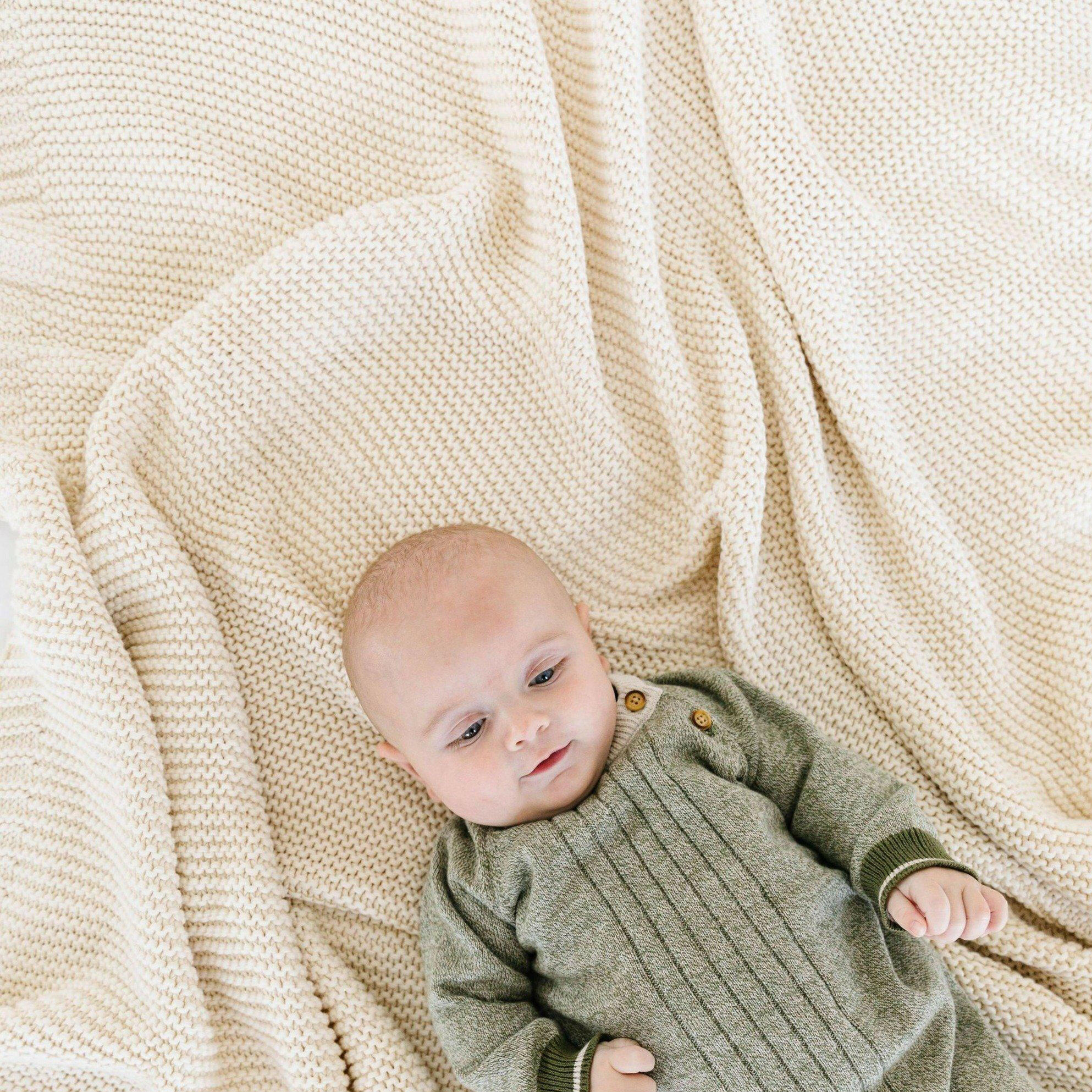 Chunky Knit Throw Blanket - Vanilla Natural Throw Blanket Makemake Organics
