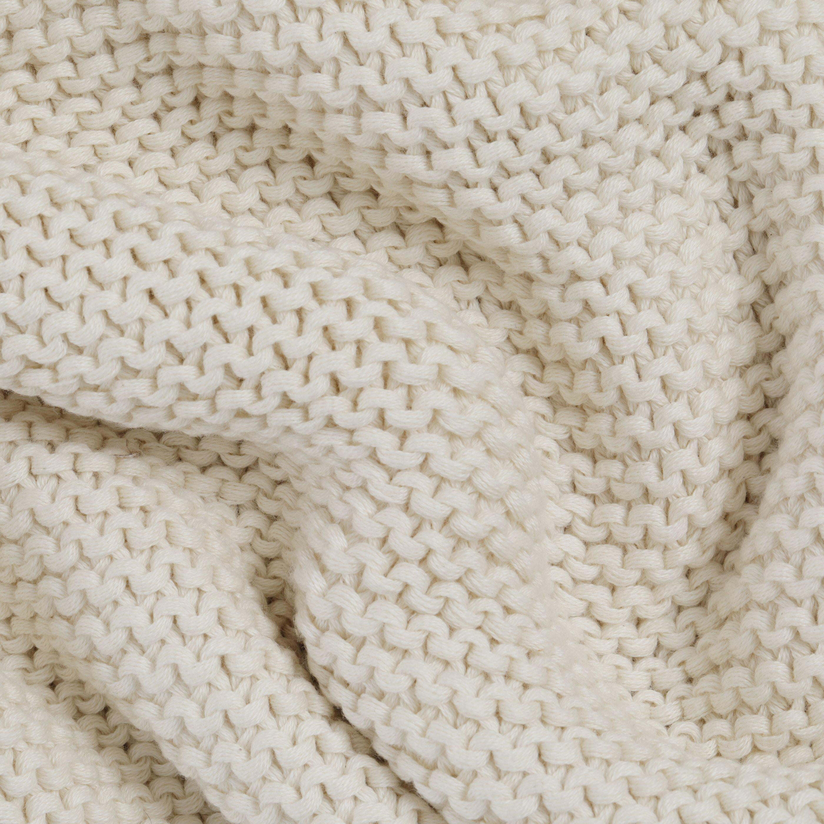Chunky Knit Throw Blanket - Vanilla Natural Throw Blanket Makemake Organics