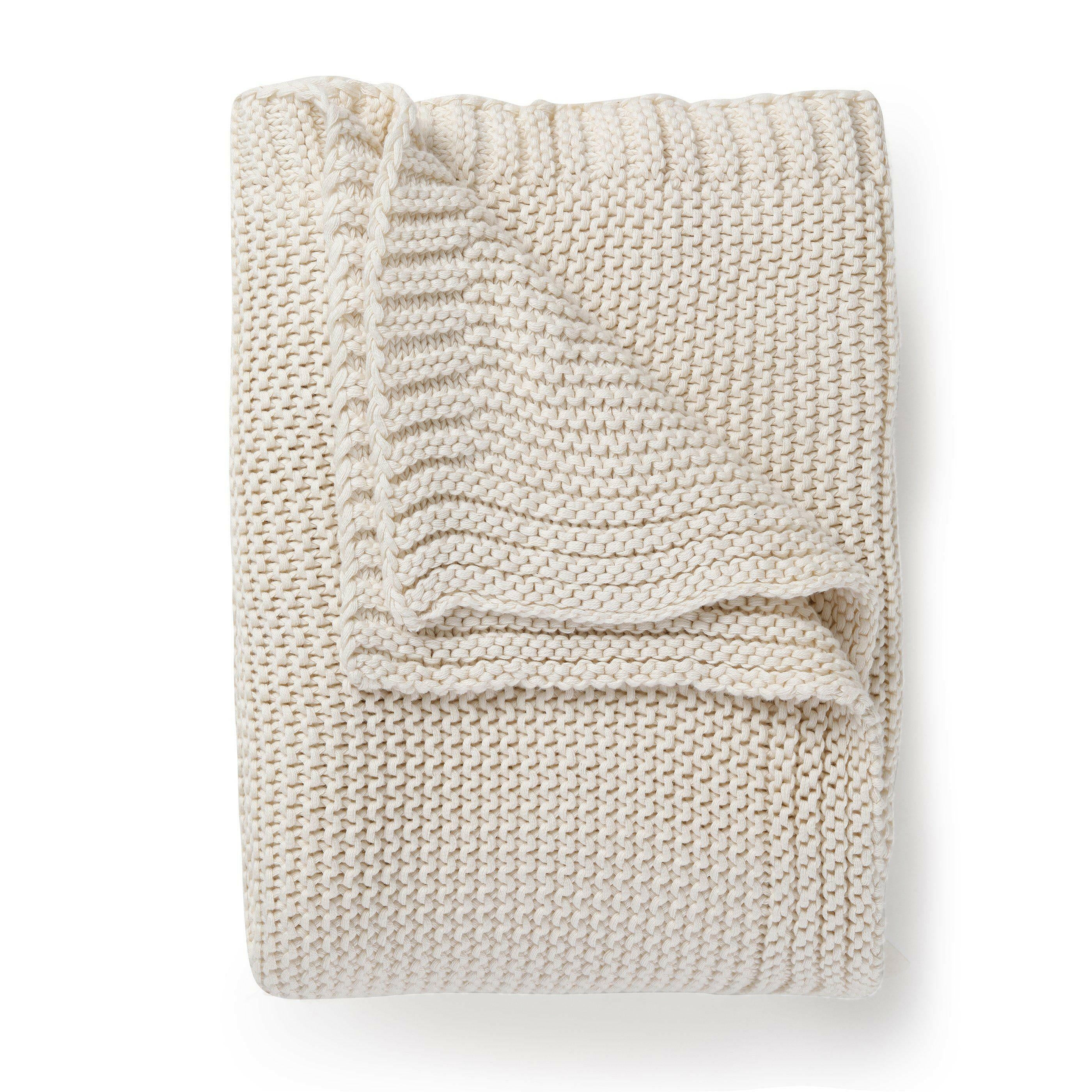 Chunky Knit Throw Blanket - Vanilla Natural Throw Blanket Makemake Organics Default Title