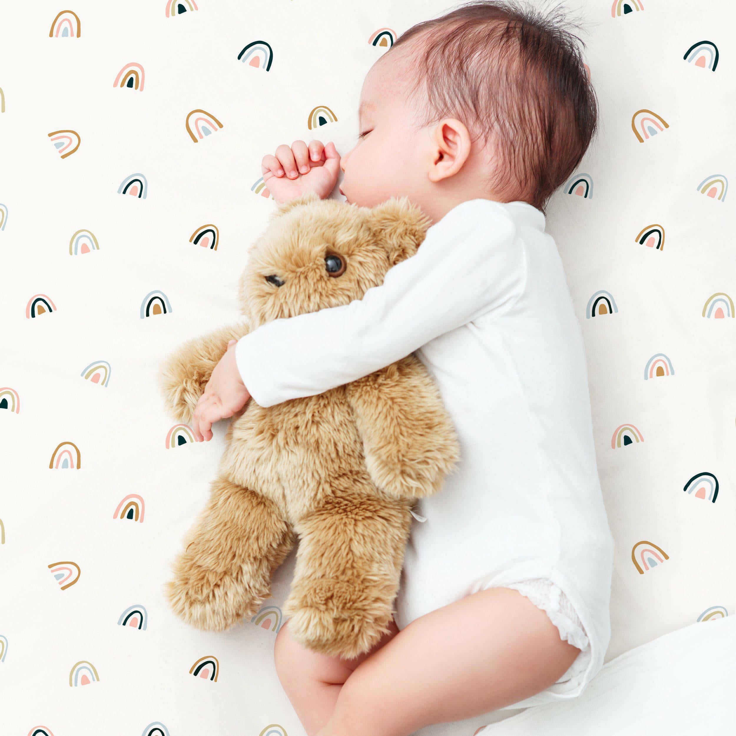 Crib Fitted Sheet with Pillowcase - Over The Rainbow Crib Sheet Makemake Organics