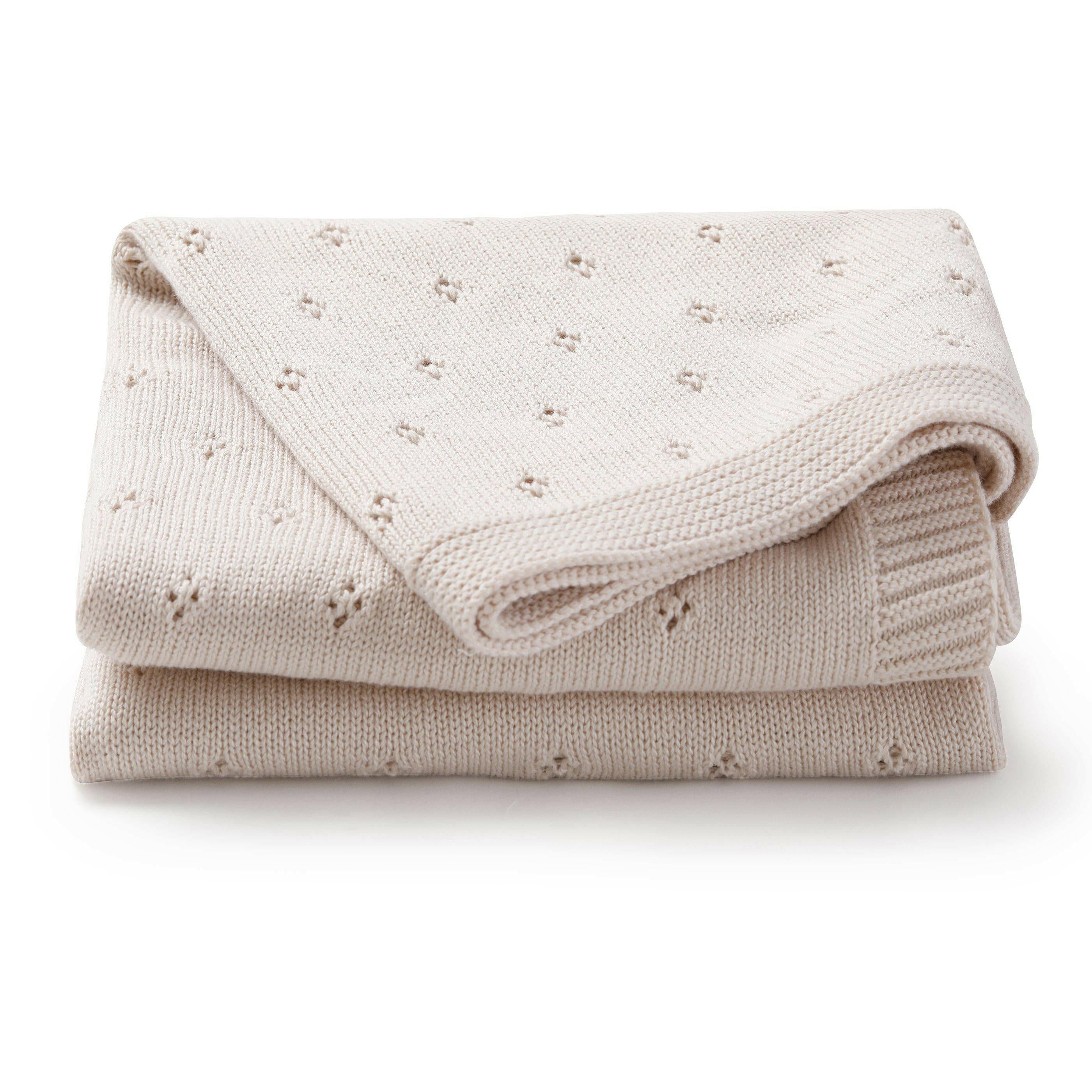 Organic Cotton Pointelle Baby Blanket - Nora Shell Pointelle Baby Blanket Makemake Organics
