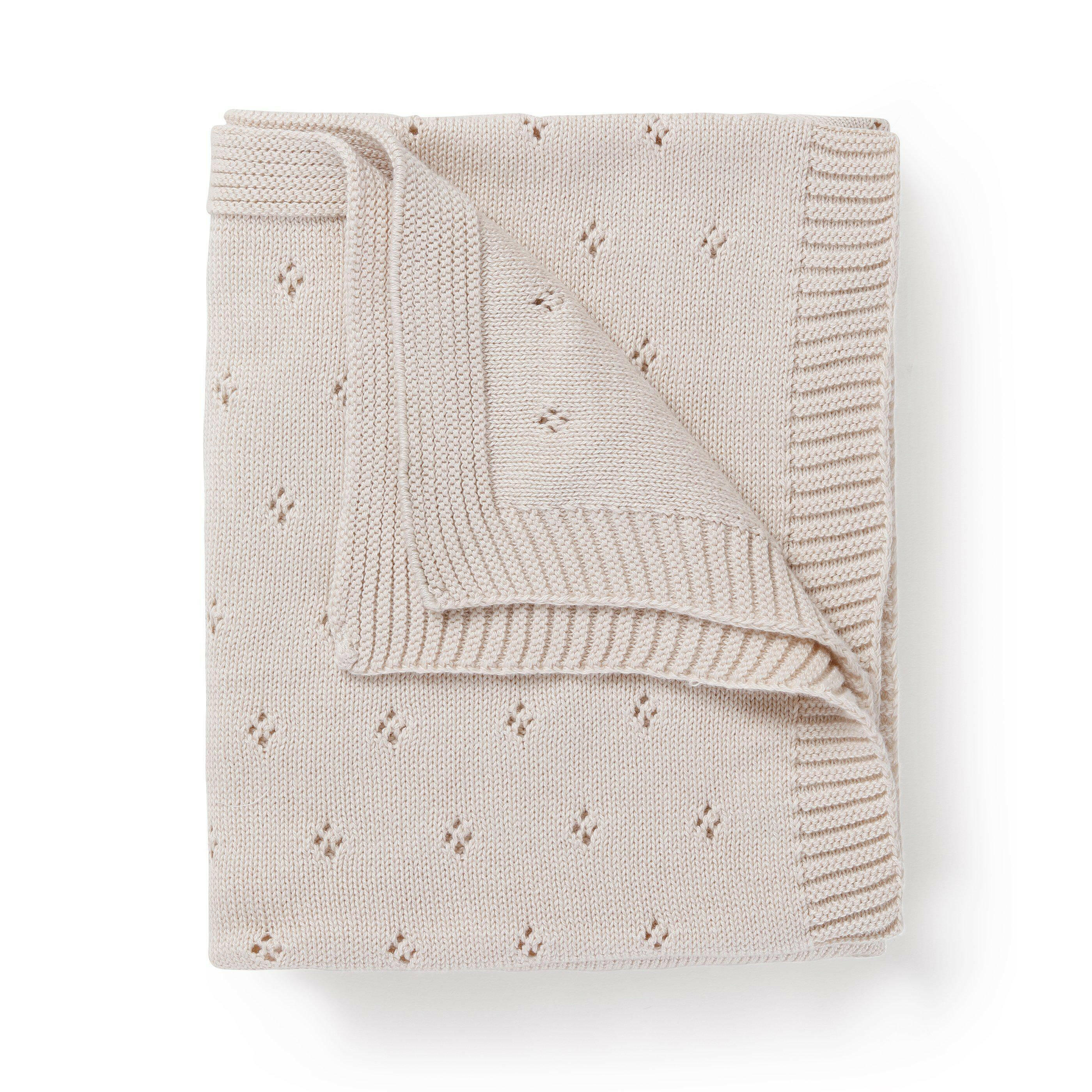 Organic Cotton Pointelle Baby Blanket - Nora Shell Pointelle Baby Blanket Makemake Organics