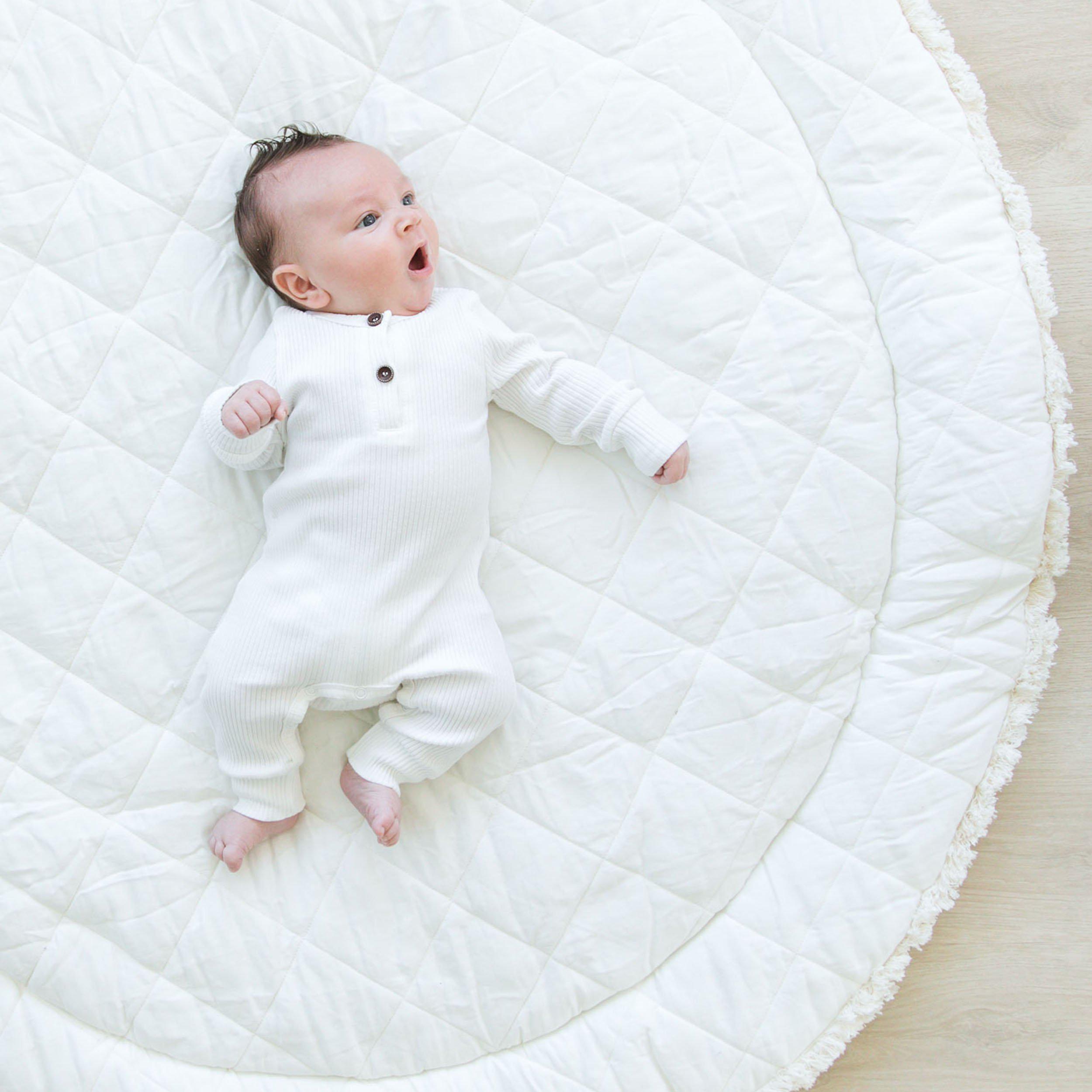 Organic Cotton Quilted Play Mat - Navy Stripes