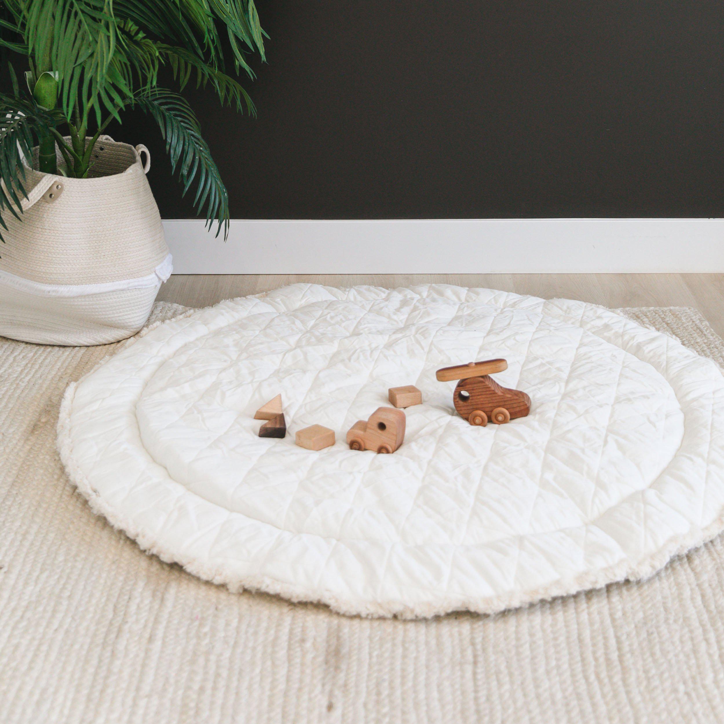 Organic Cotton Quilted Play Mat - Navy Stripes