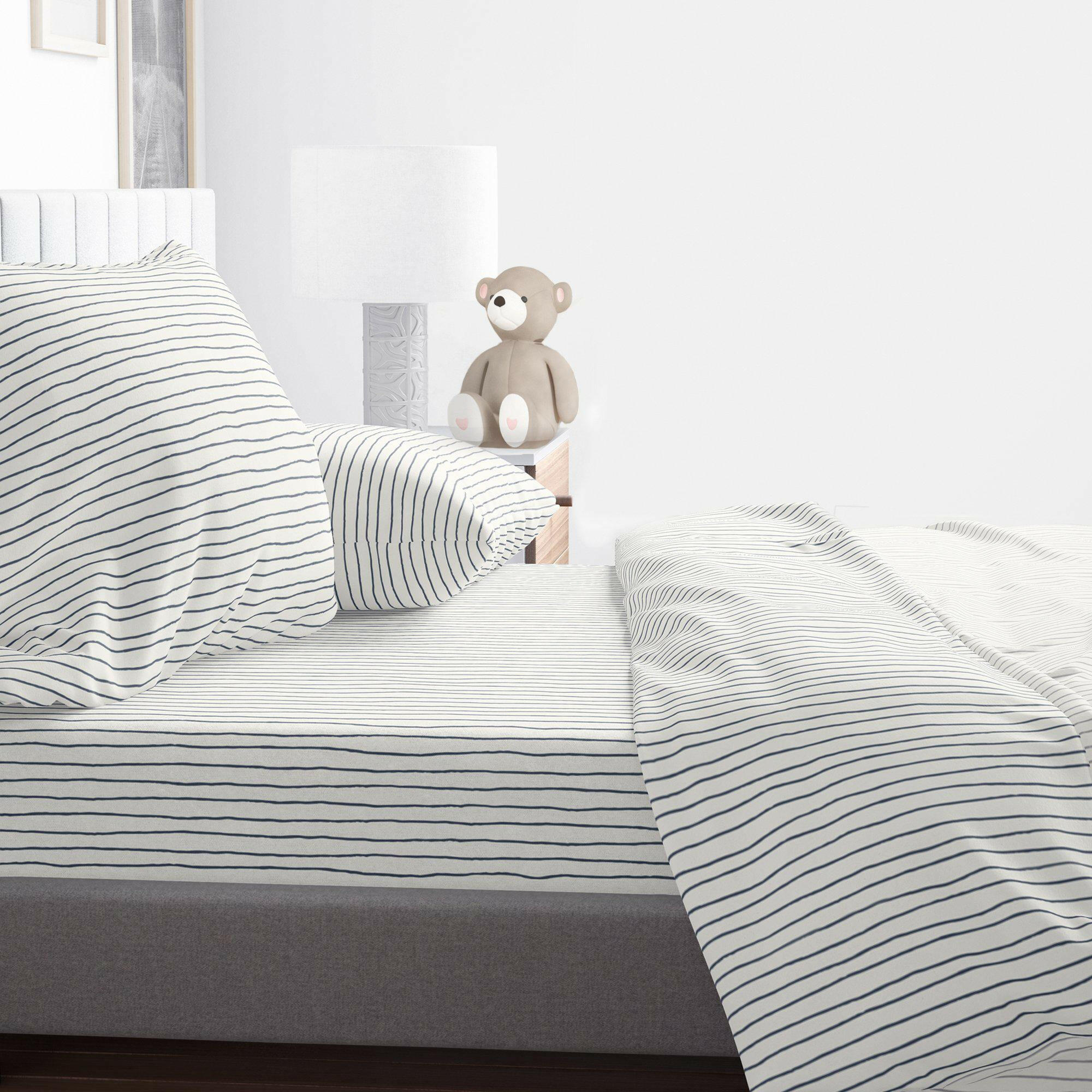 Organic Cotton Sheet Set - Cobi Blue Stripes Sheet Set Makemake Organics