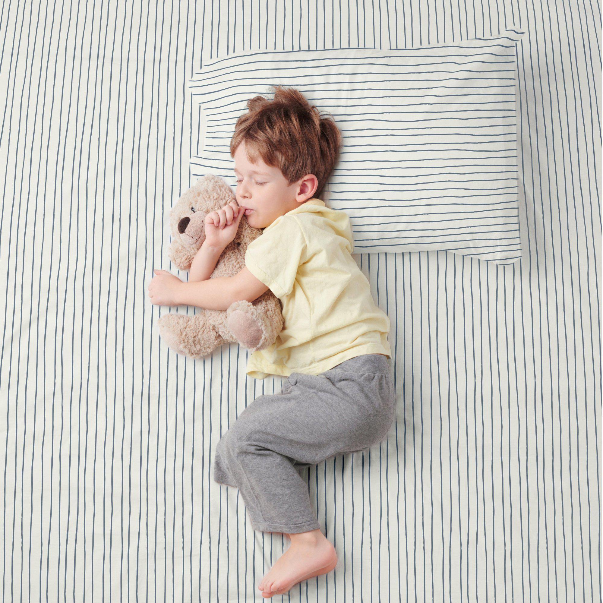 Organic Cotton Sheet Set - Navy Blue Stripes