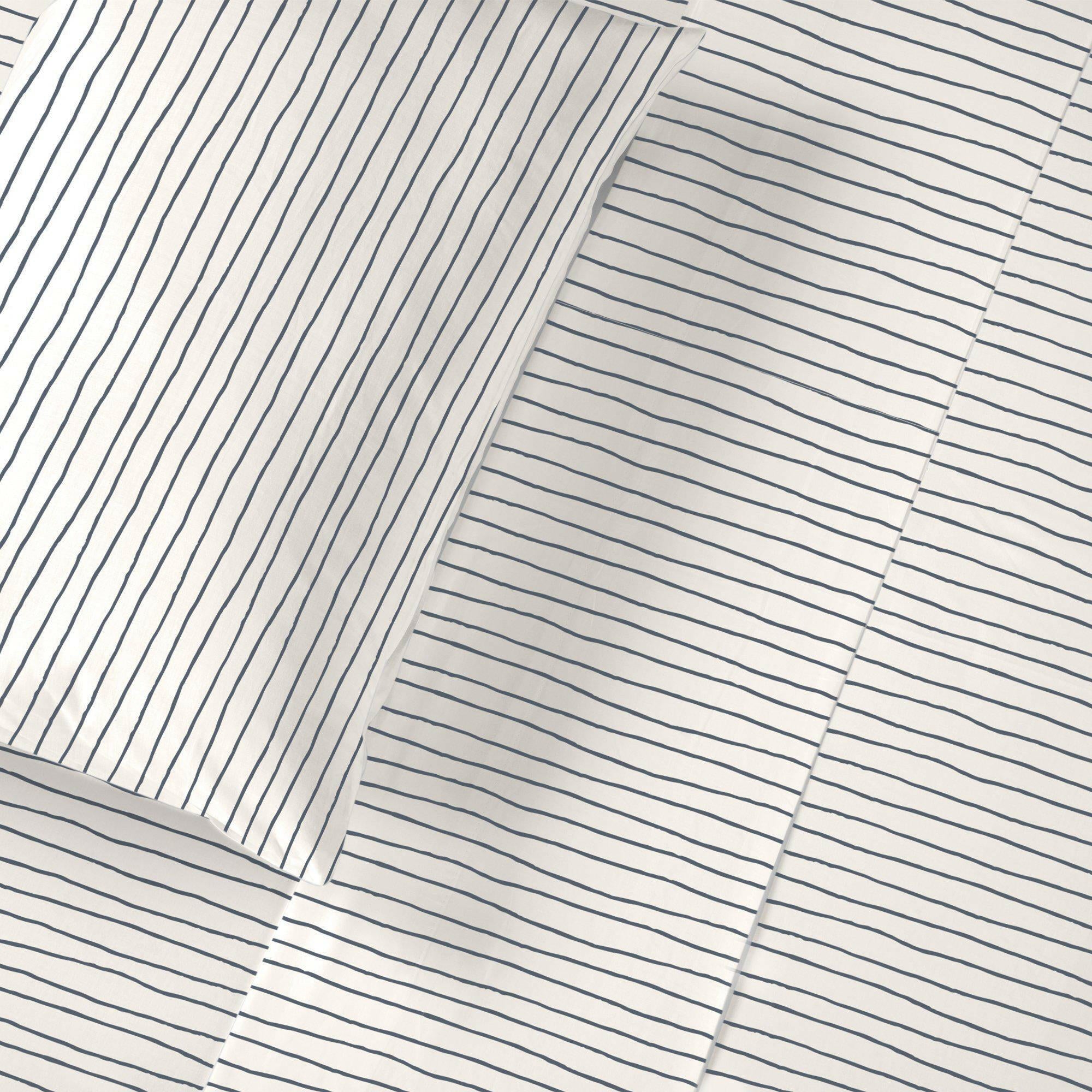 Organic Cotton Sheet Set - Cobi Blue Stripes Sheet Set Makemake Organics