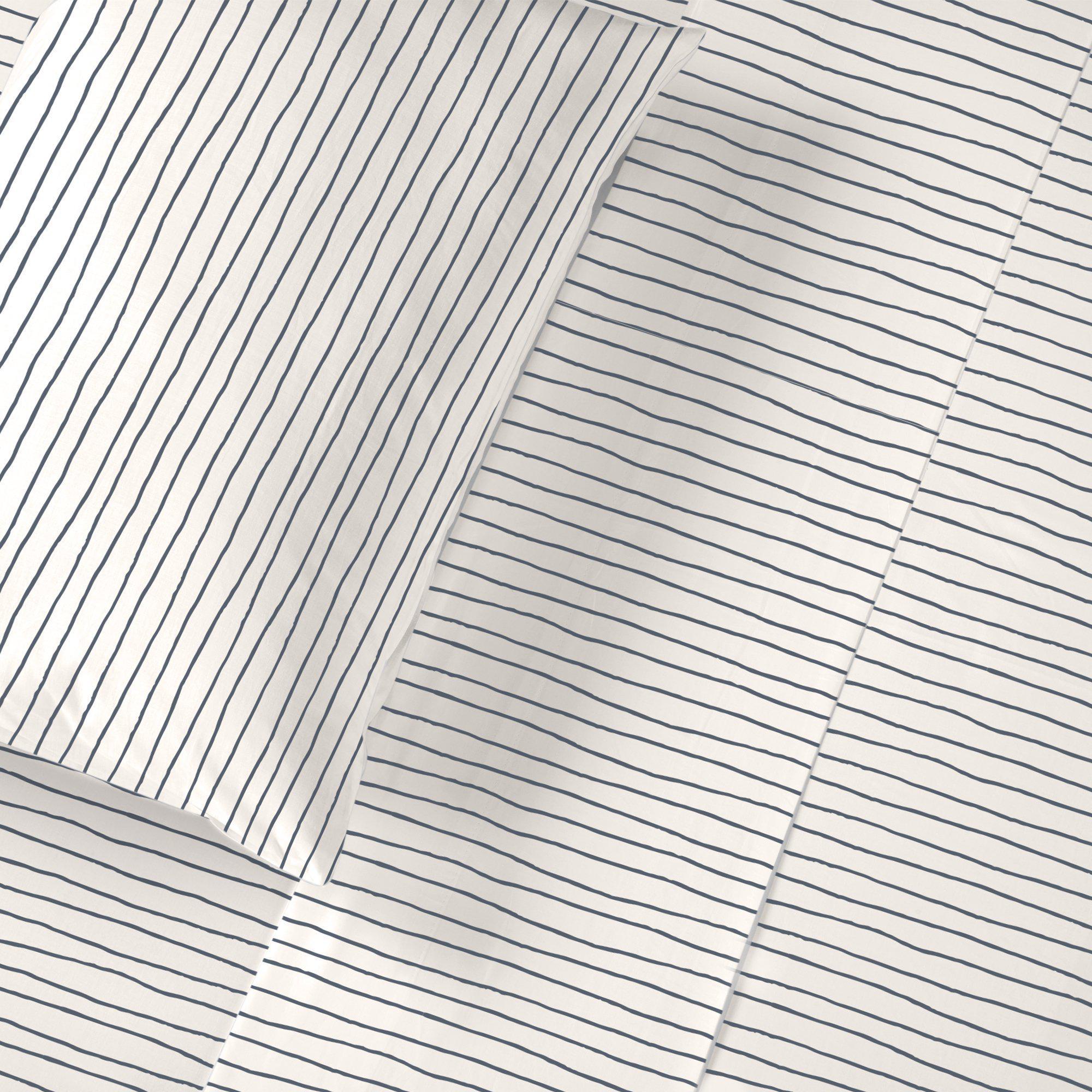 Organic Cotton Sheet Set - Navy Blue Stripes