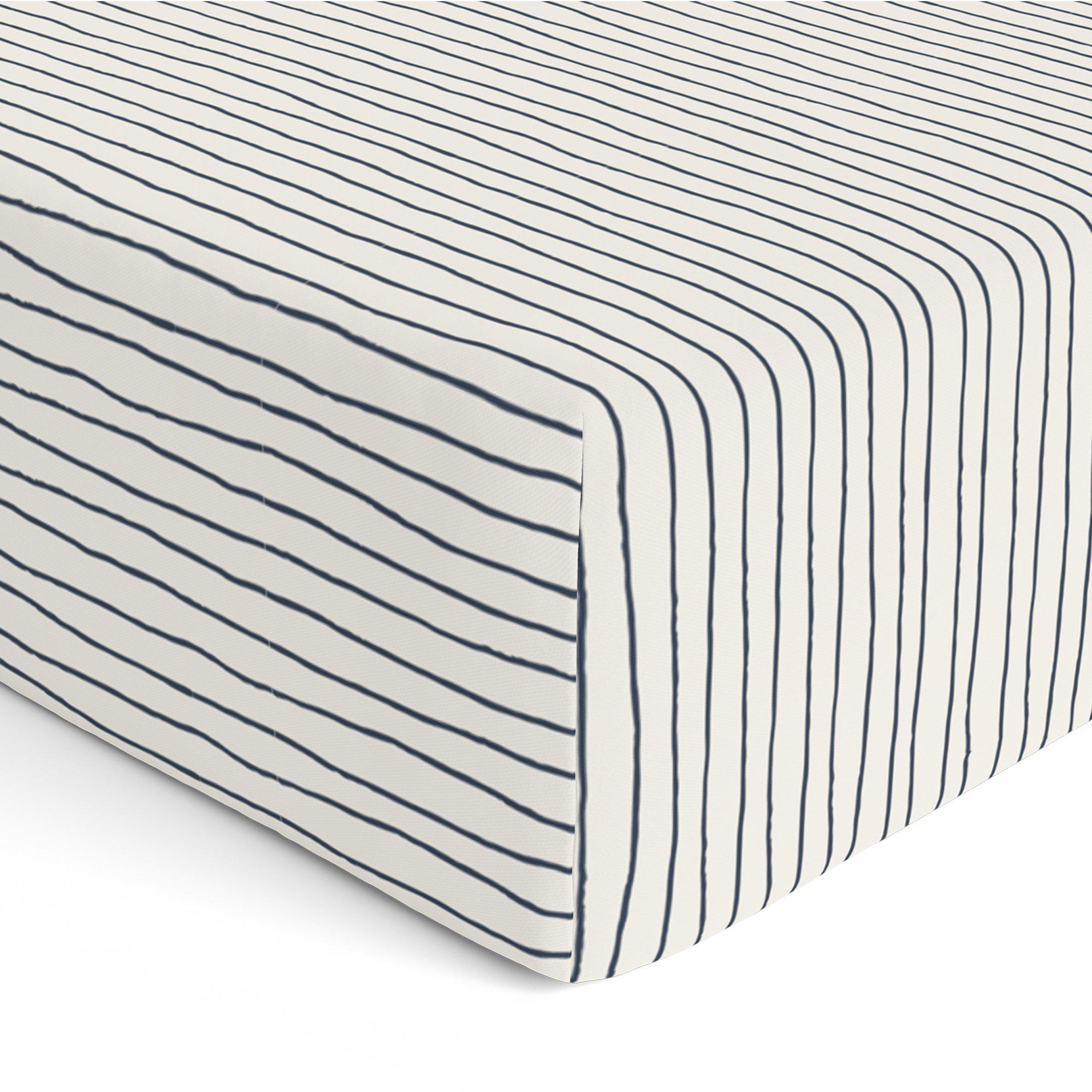 Organic Cotton Sheet Set - Navy Blue Stripes