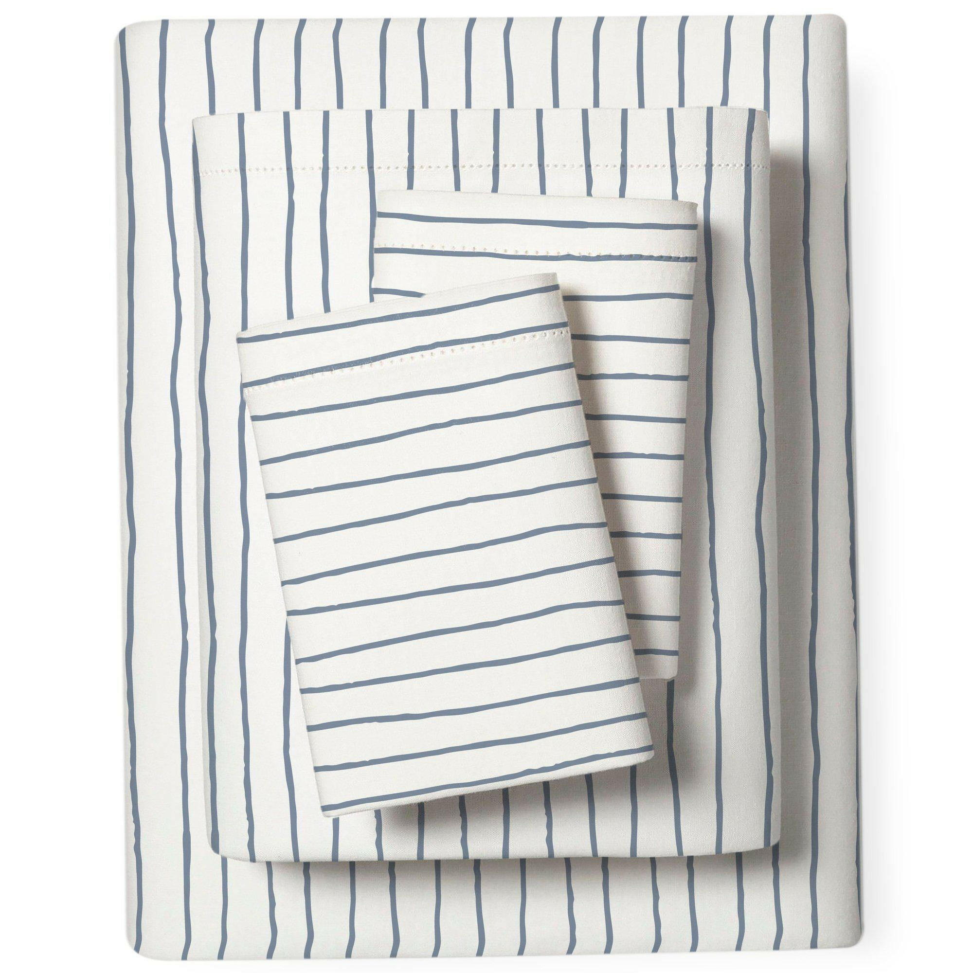 Organic Cotton Sheet Set - Cobi Blue Stripes Sheet Set Makemake Organics