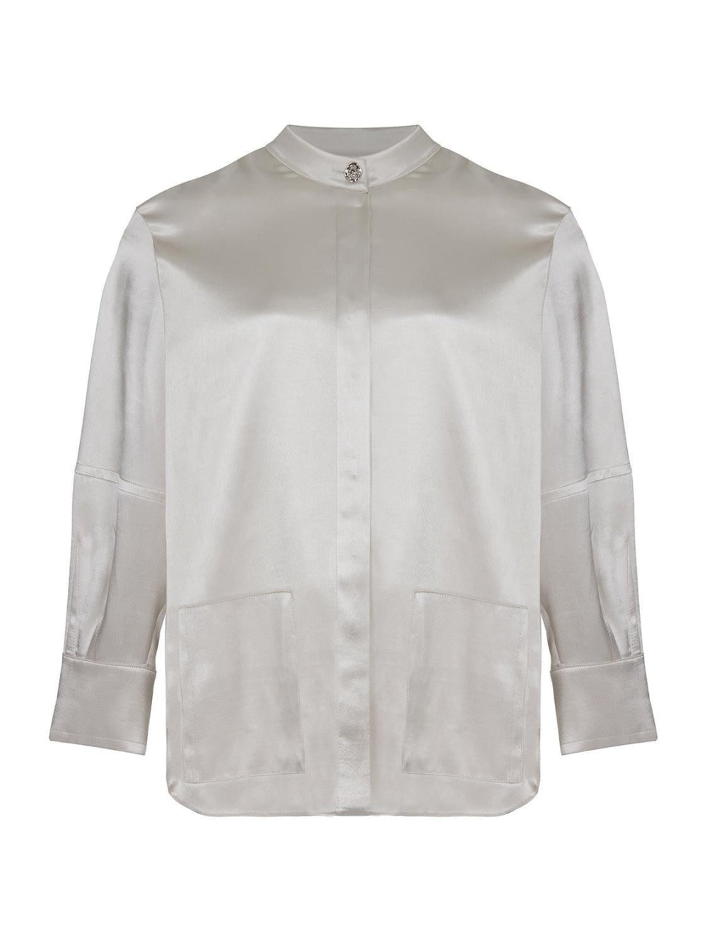 Mandarin Collar Shirt - Gray