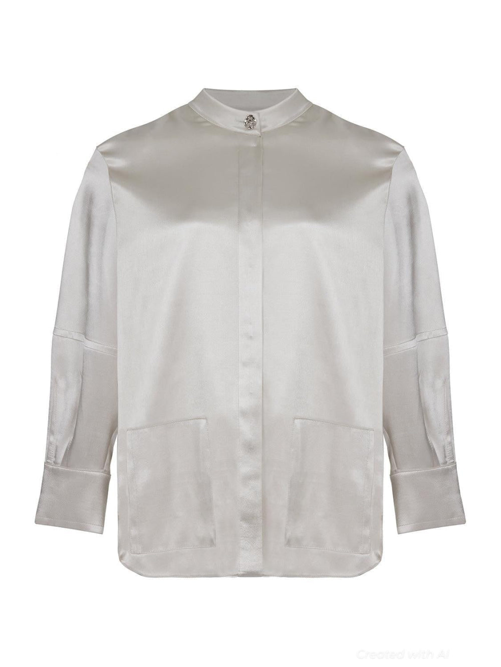 Mandarin Collar Shirt - Gray